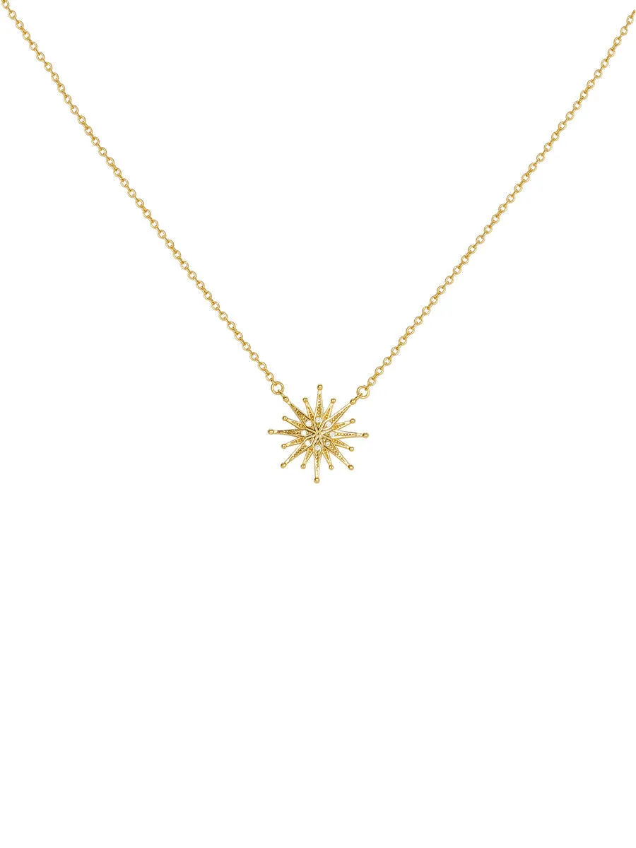 18K Gold Plated Sun Pendant Necklace