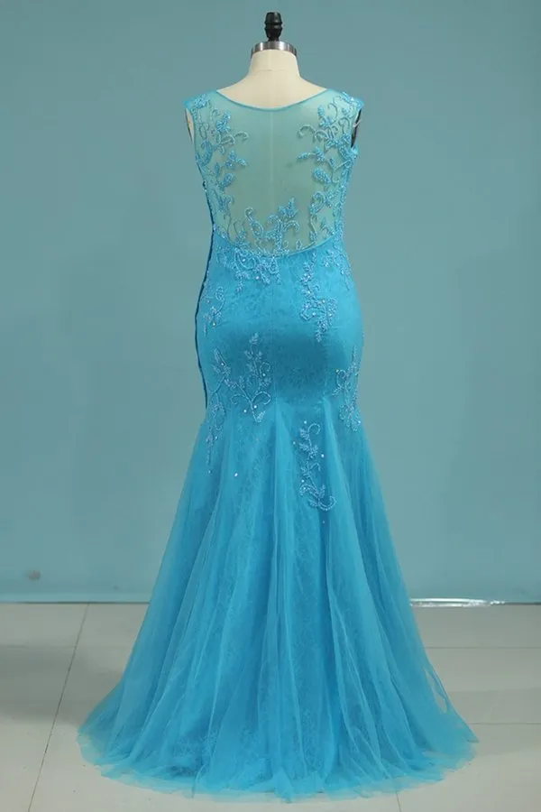 2024 Scoop Mermaid Prom Dresses With Beads Lace And P3XTQ8Q2