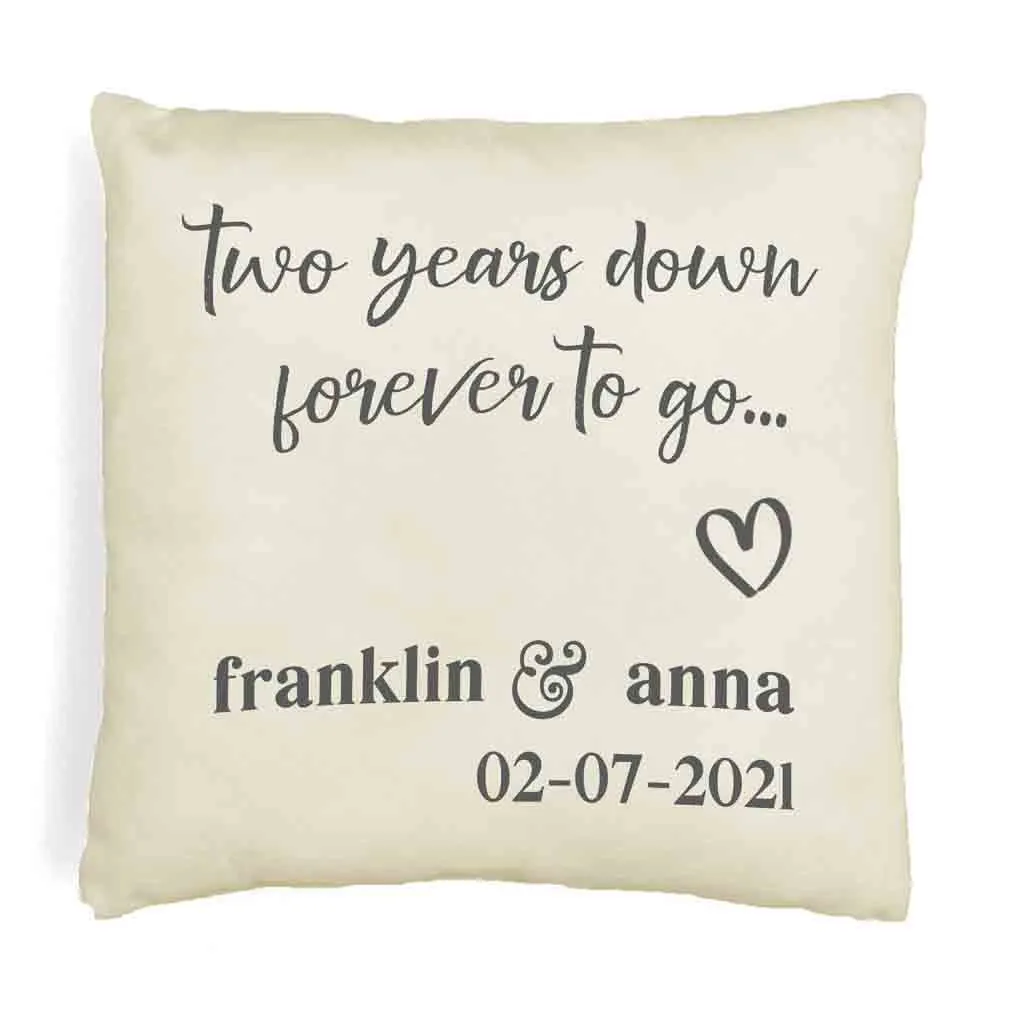 2nd Anniversary Pillow Cover Personalized with Names and Date