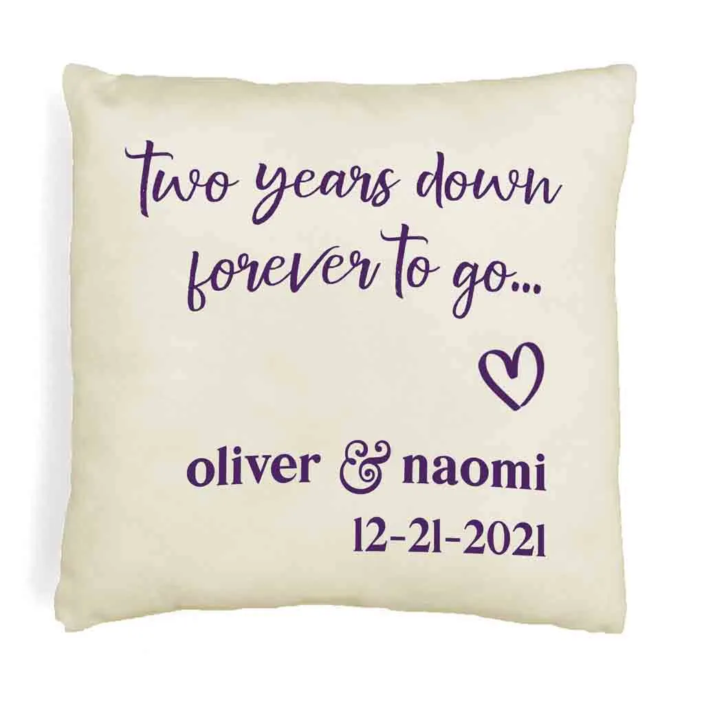 2nd Anniversary Pillow Cover Personalized with Names and Date