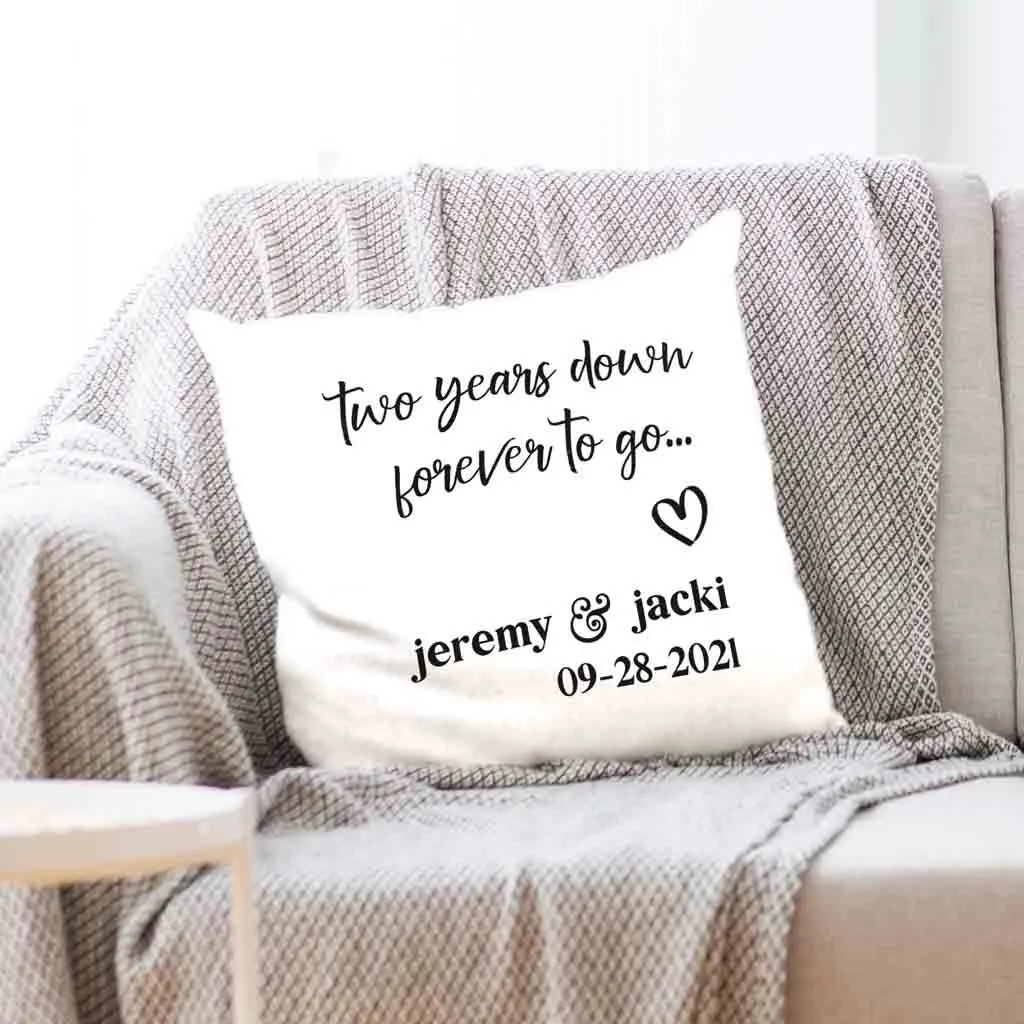 2nd Anniversary Pillow Cover Personalized with Names and Date