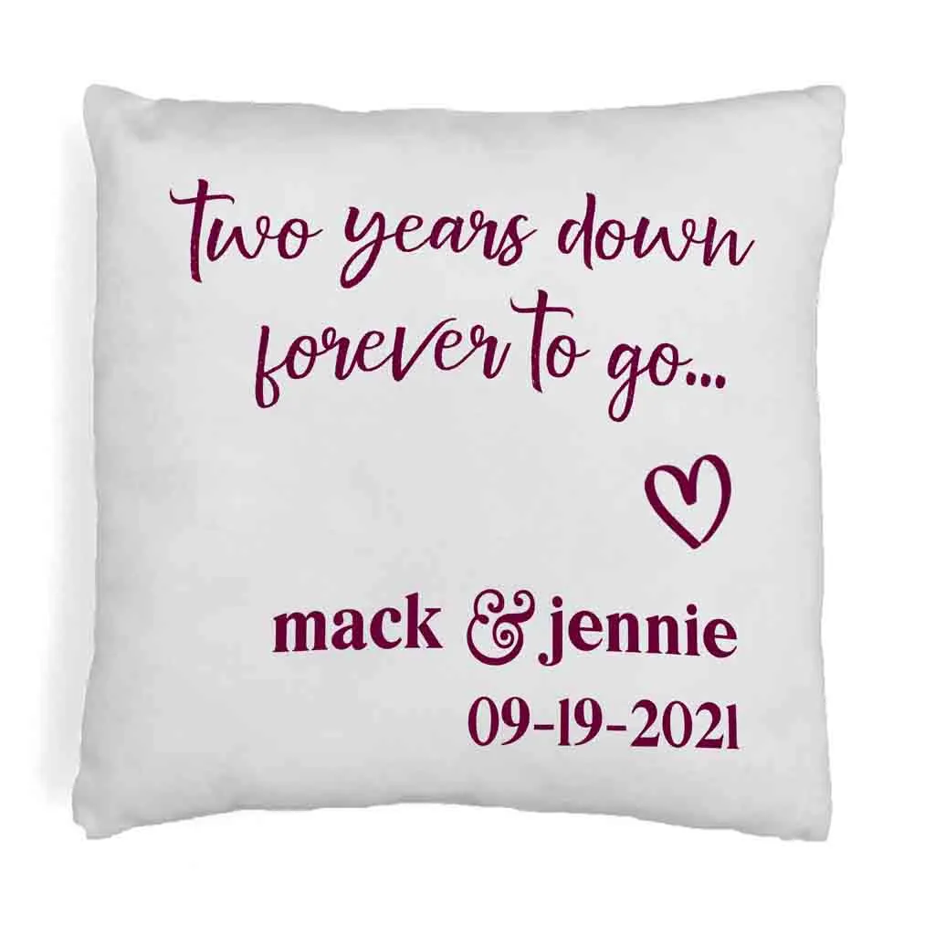 2nd Anniversary Pillow Cover Personalized with Names and Date