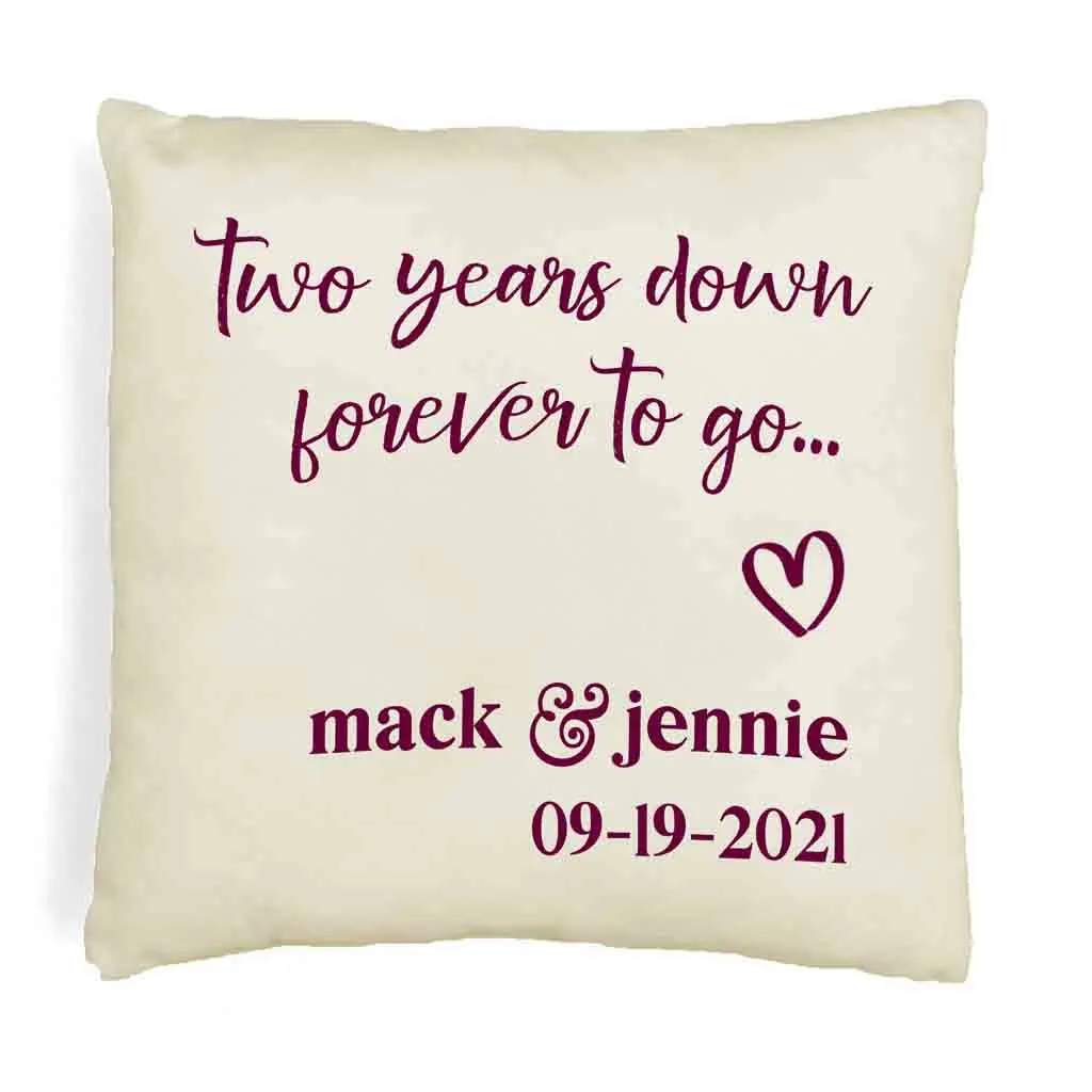 2nd Anniversary Pillow Cover Personalized with Names and Date