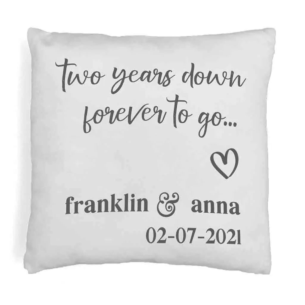 2nd Anniversary Pillow Cover Personalized with Names and Date