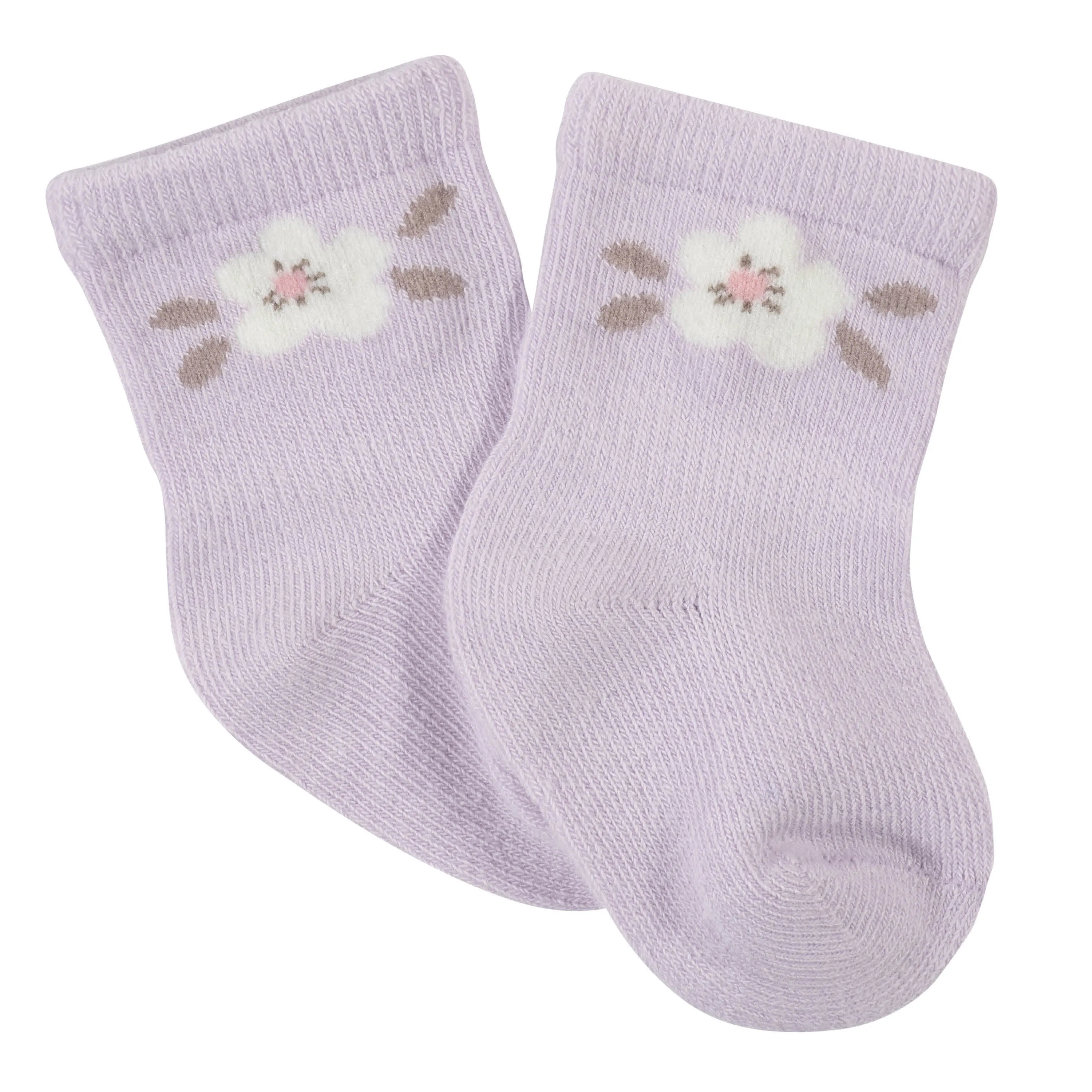 6-Pack Baby Girls Bunny Ballerina Wiggle Proof Jersey Crew Socks