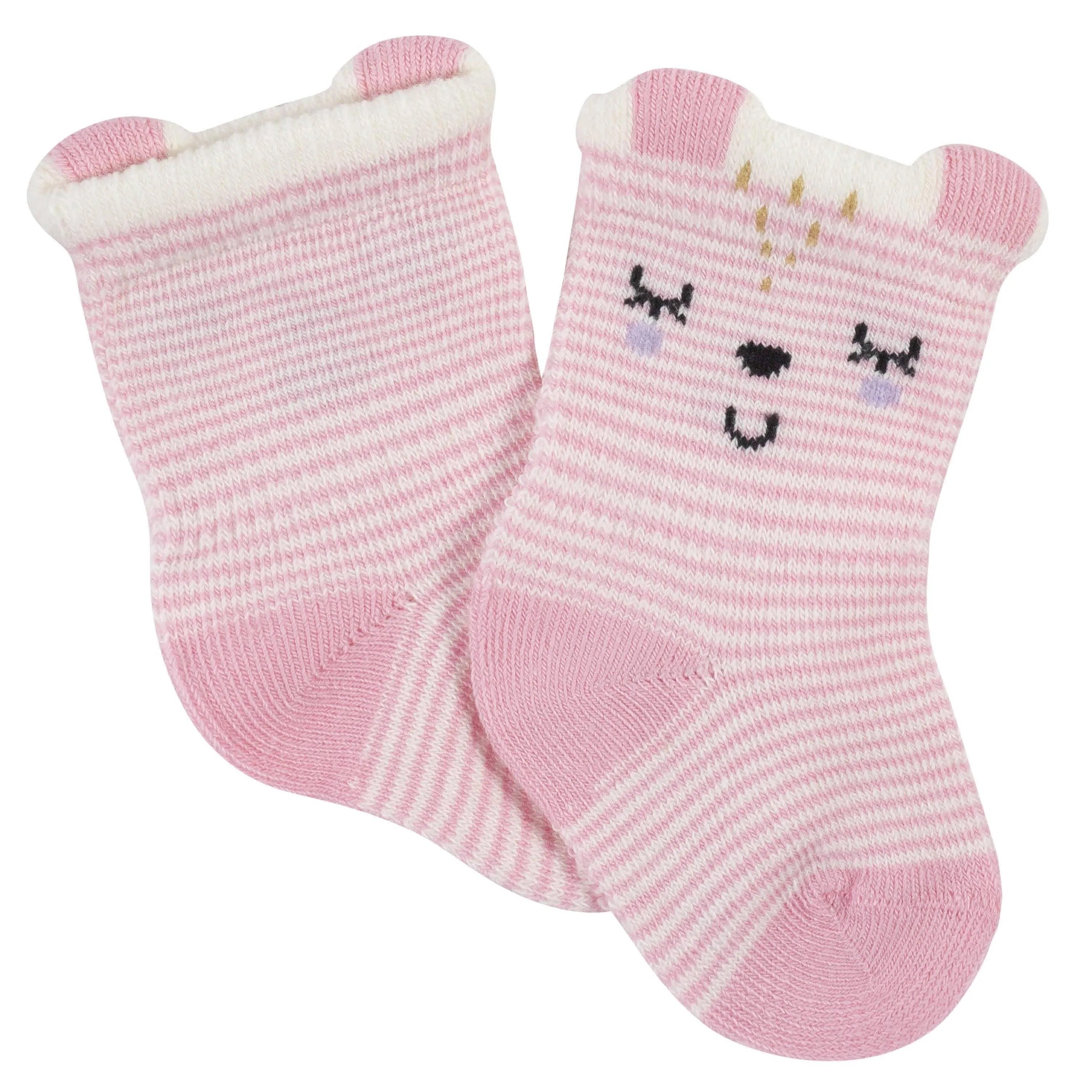 6-Pack Baby Girls Bunny Ballerina Wiggle Proof Jersey Crew Socks