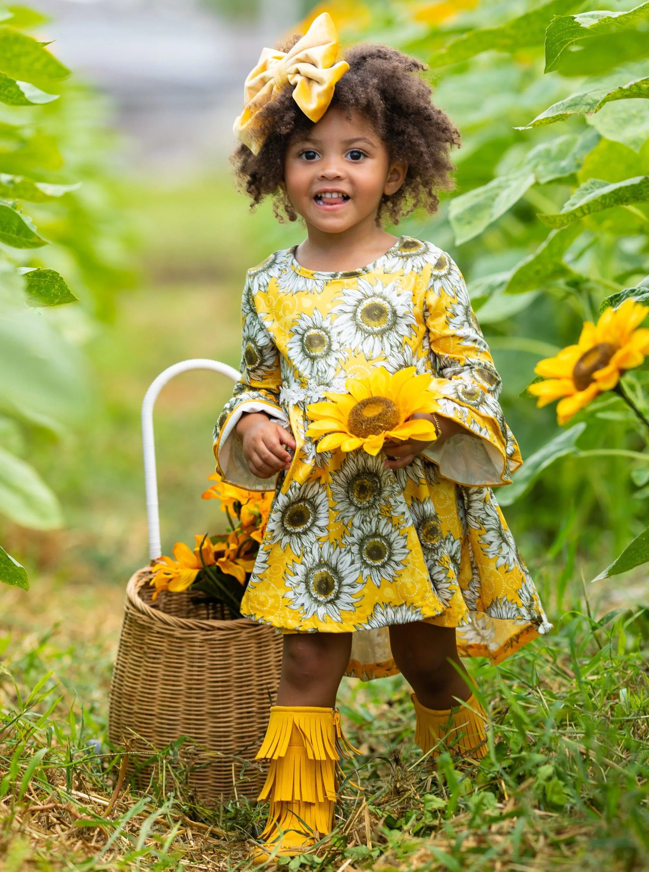 60s Chic Hi-Lo Sunflower Dress