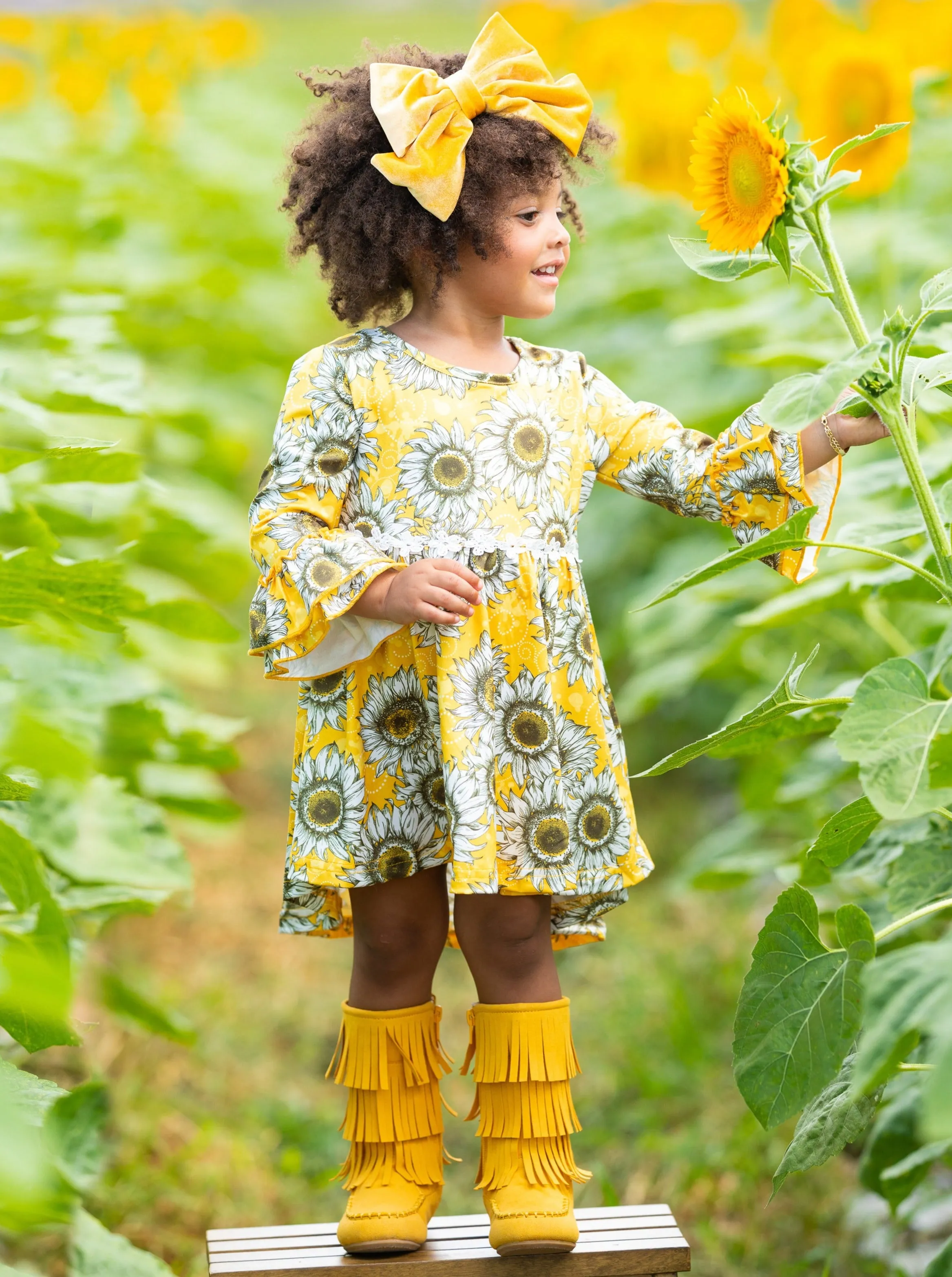 60s Chic Hi-Lo Sunflower Dress