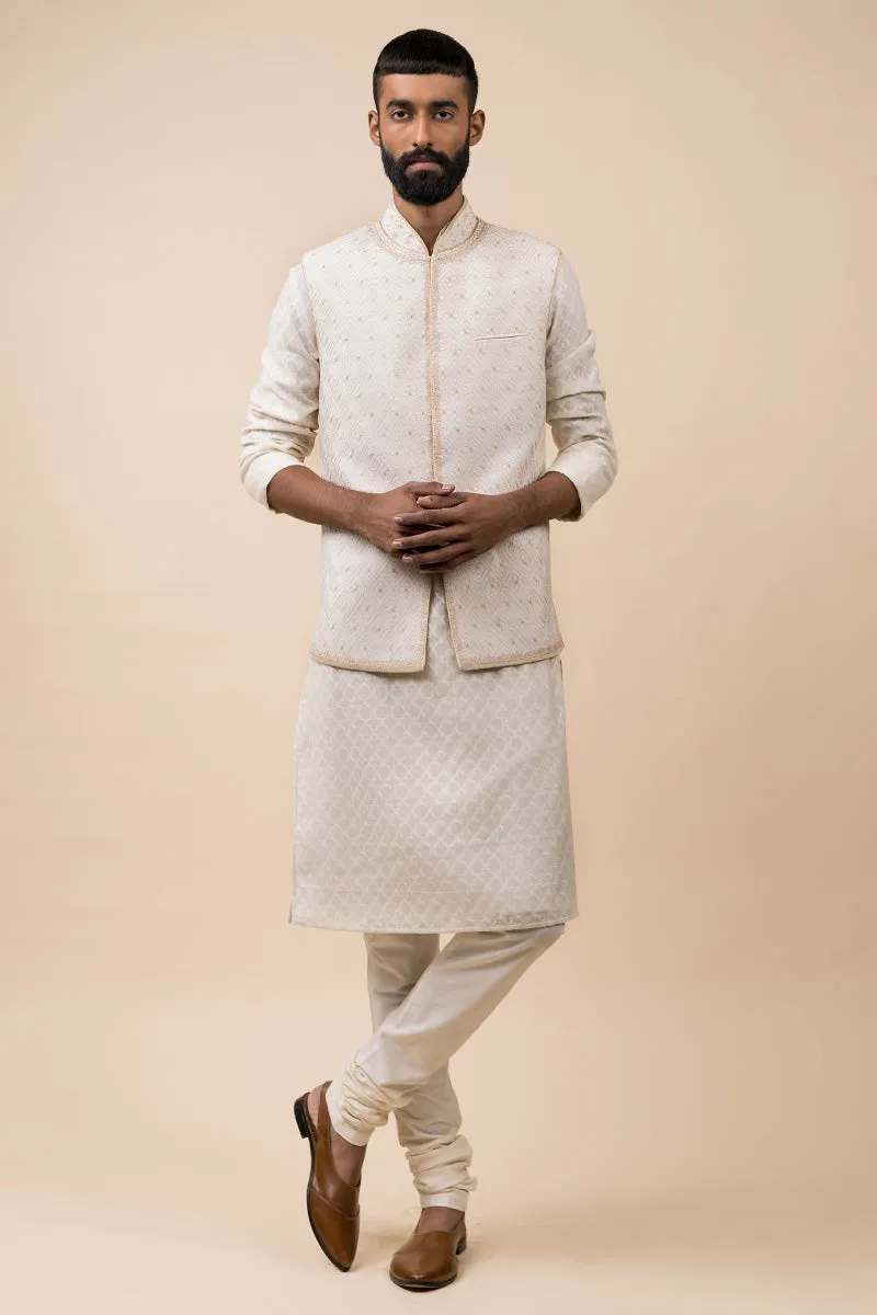 All Over Embroidered Kurta Bundi Set