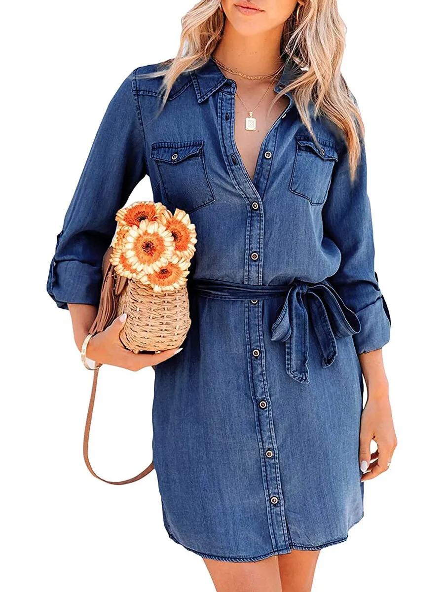 Alluring Casual Denim Dress