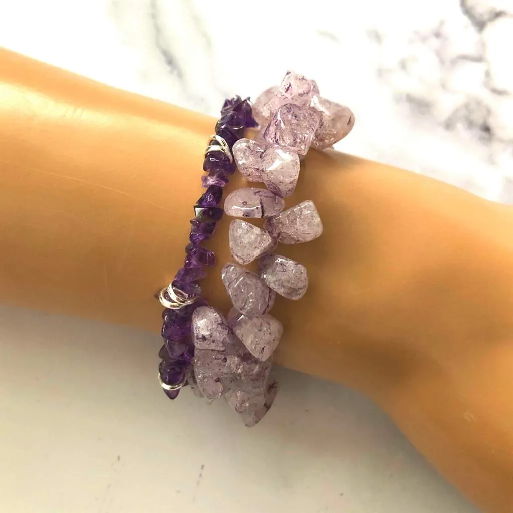 Amethyst Chip and Silver Ring Bracelet