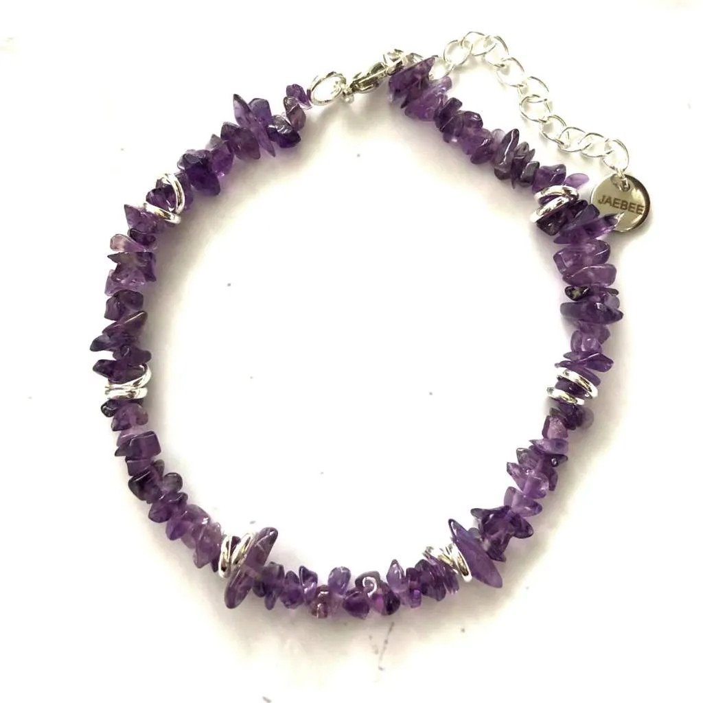 Amethyst Chip and Silver Ring Bracelet