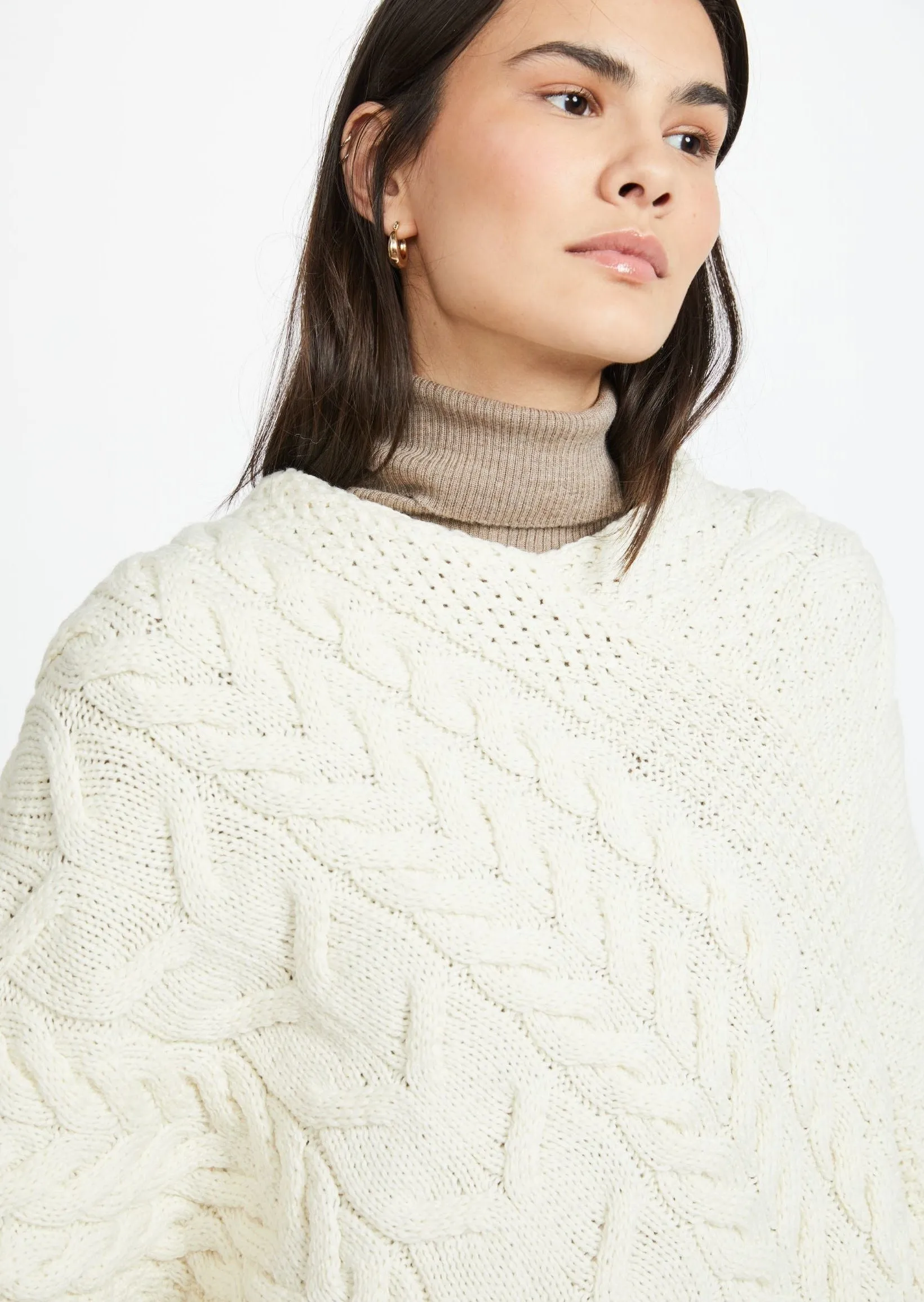 Aran Super Soft Poncho | Natural