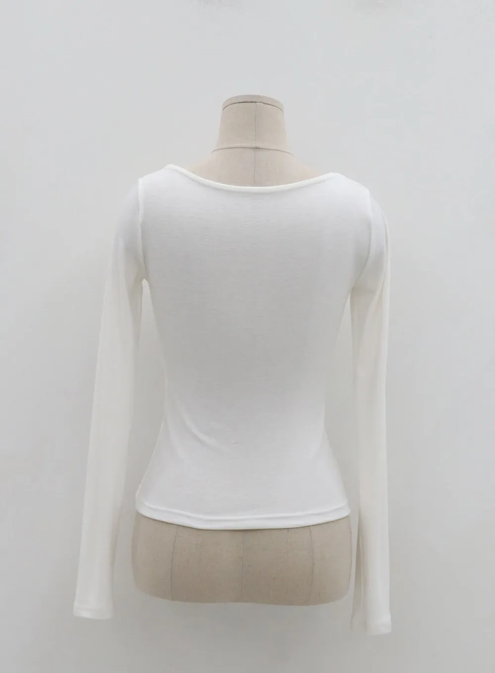 Asymmetric Neck Line Strap Long Sleeve T-Shirt IC15