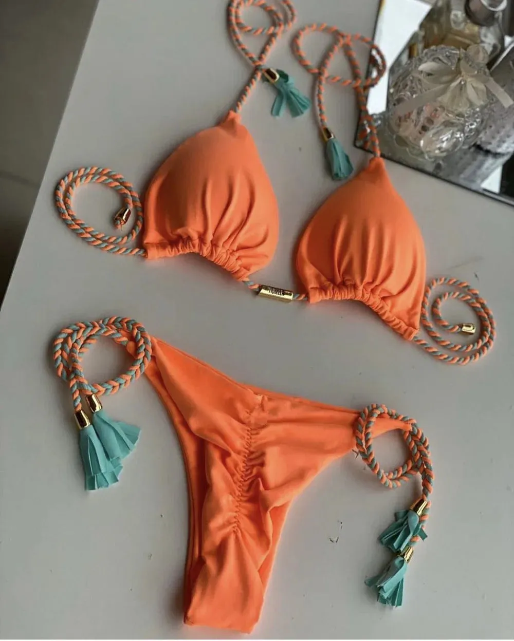 Aurora Tassel Side Tie Halter Bikini