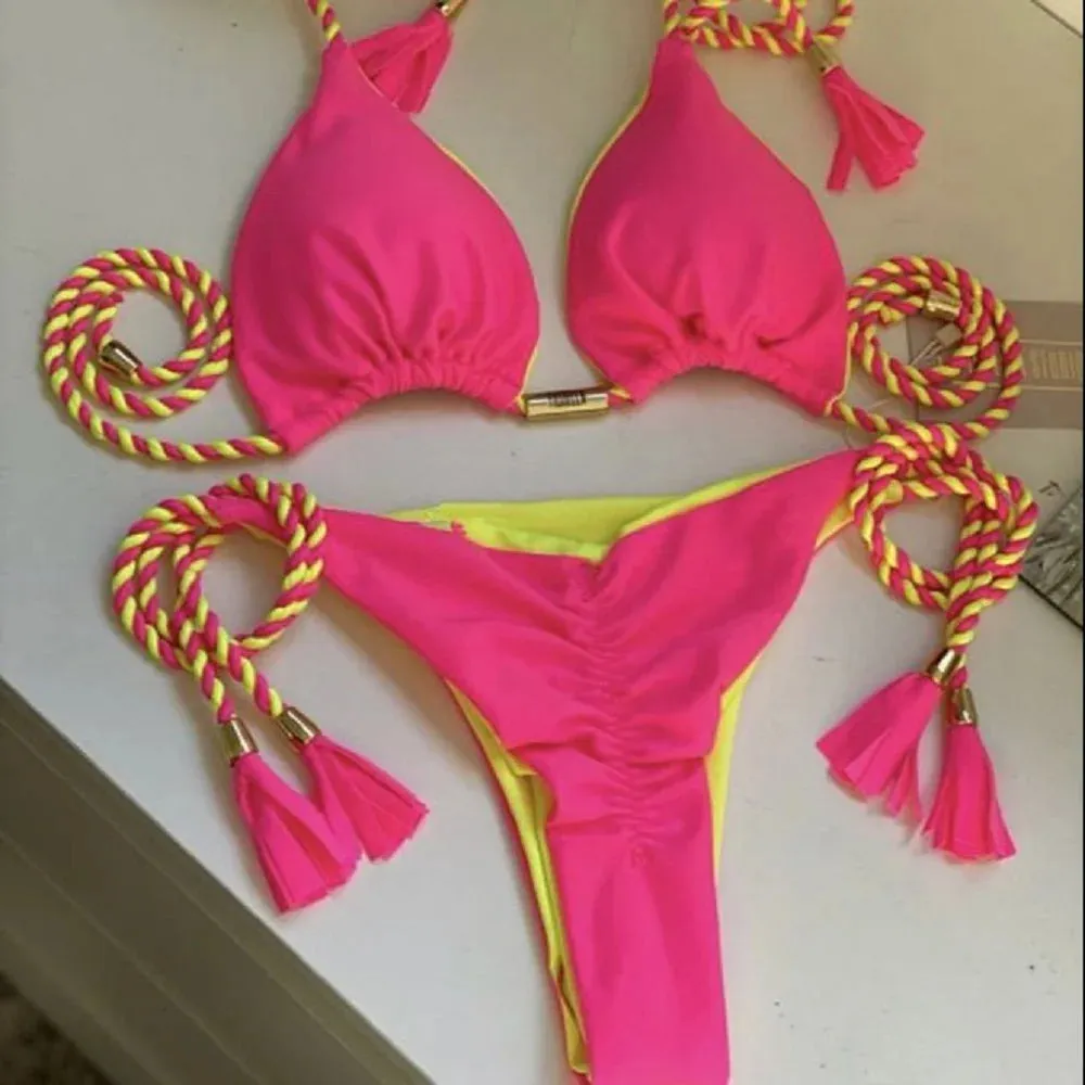 Aurora Tassel Side Tie Halter Bikini