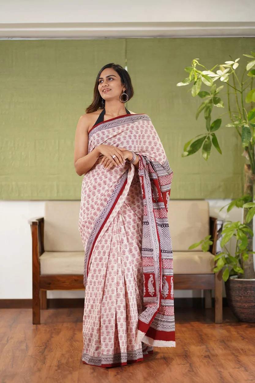 Bagh Hand Block Printed Cotton Saree