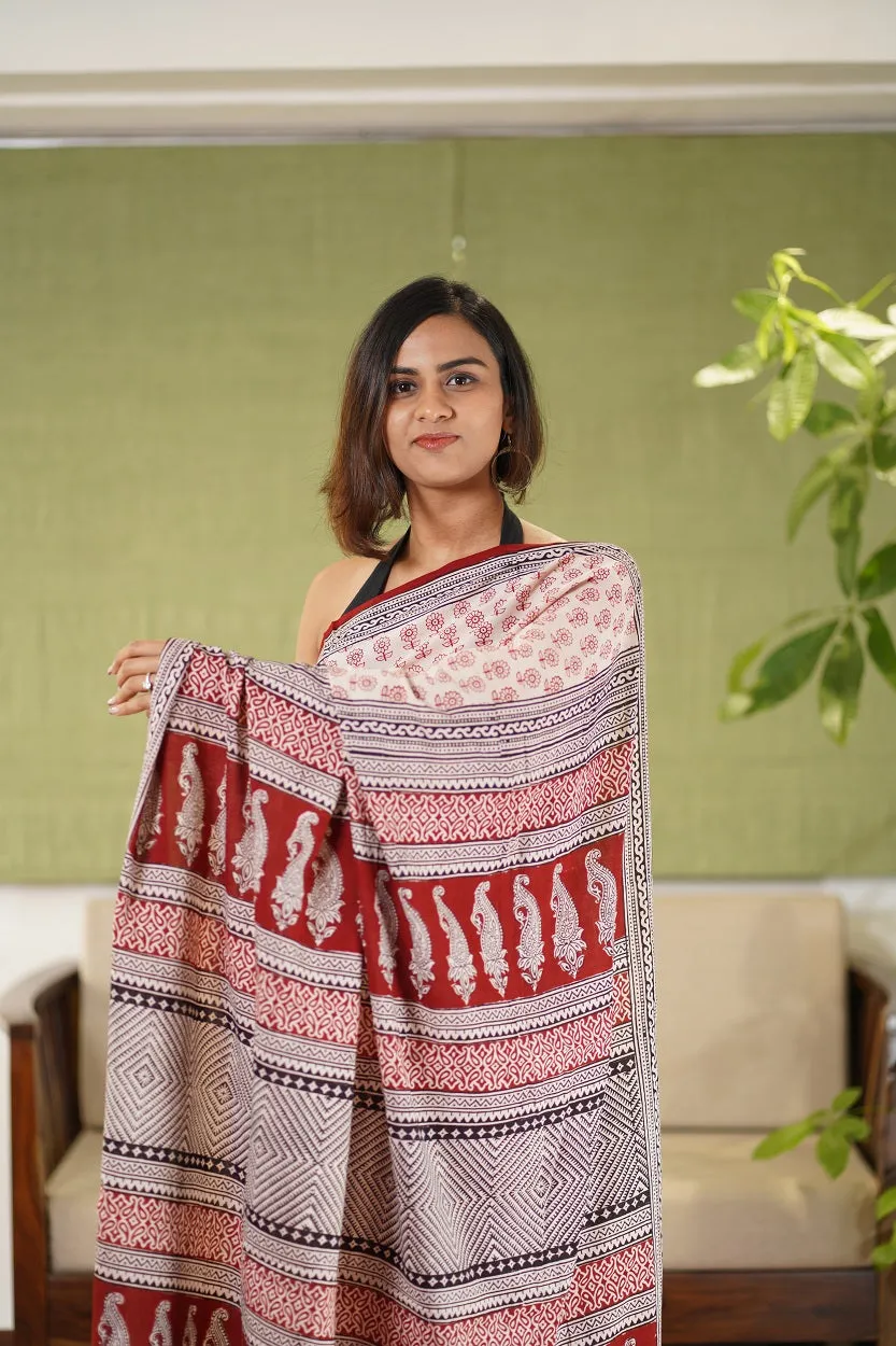 Bagh Hand Block Printed Cotton Saree