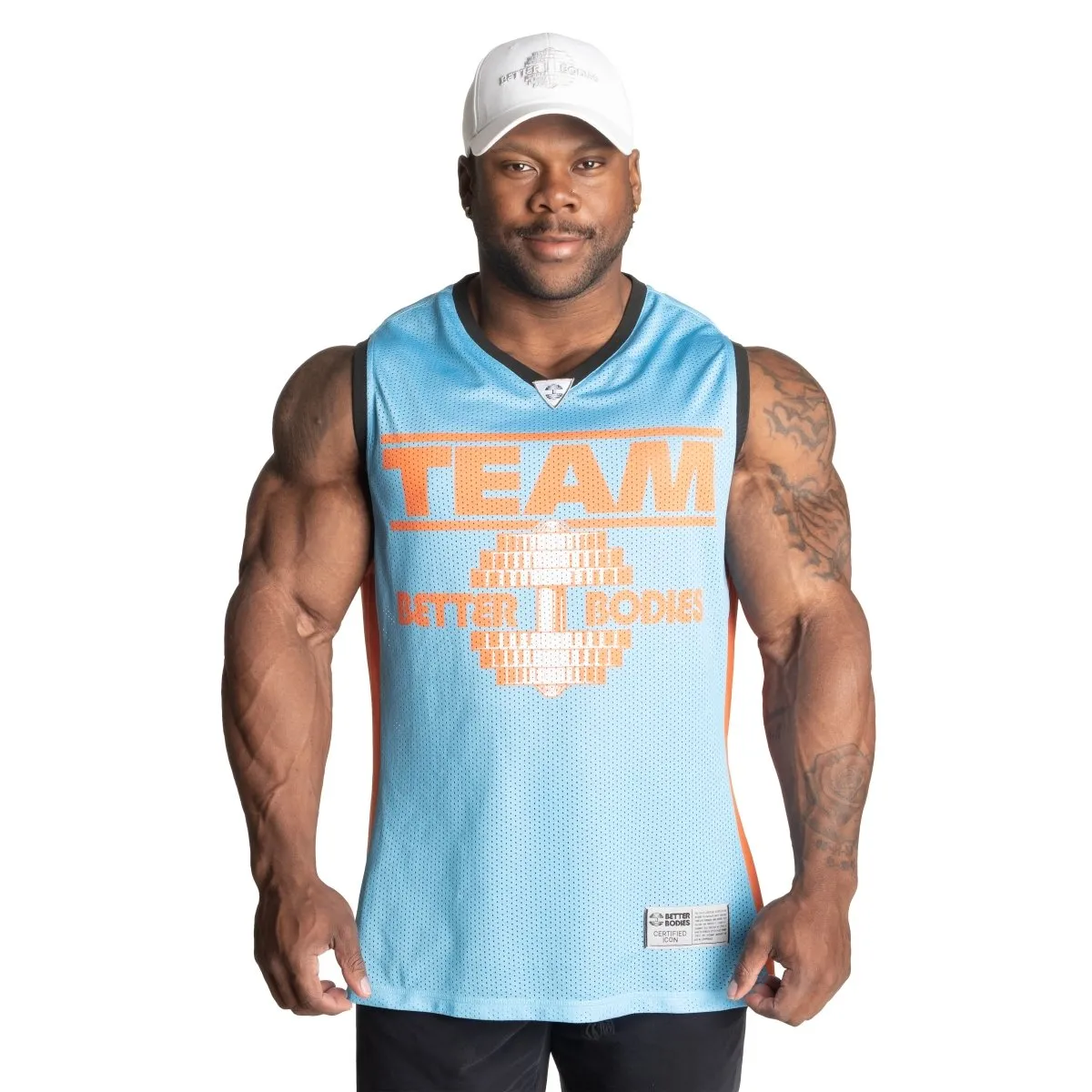 Better Bodies Anniversary Mesh Tank - Light Blue/Flame