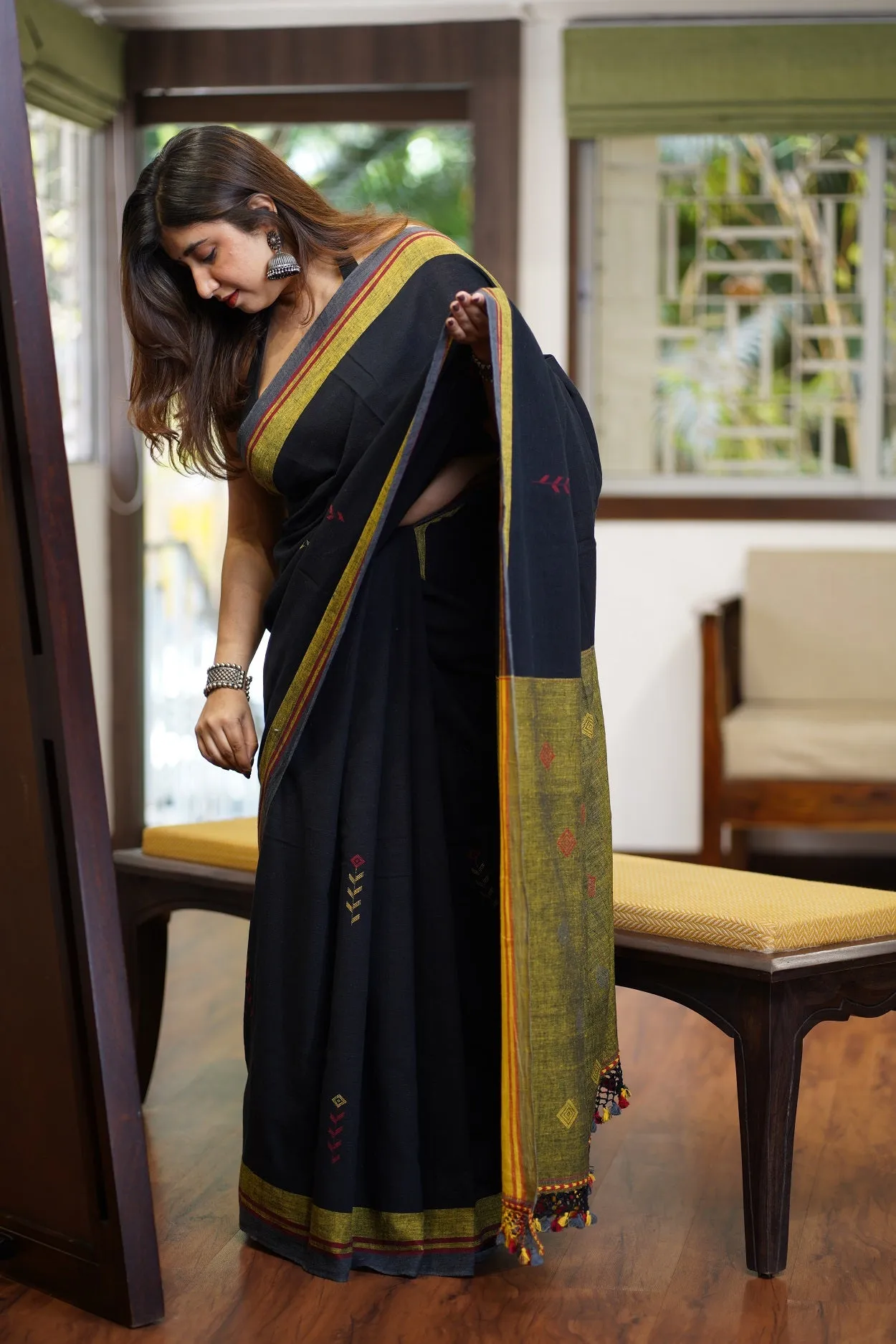 Bhujodi Handwoven Kala Cotton Saree