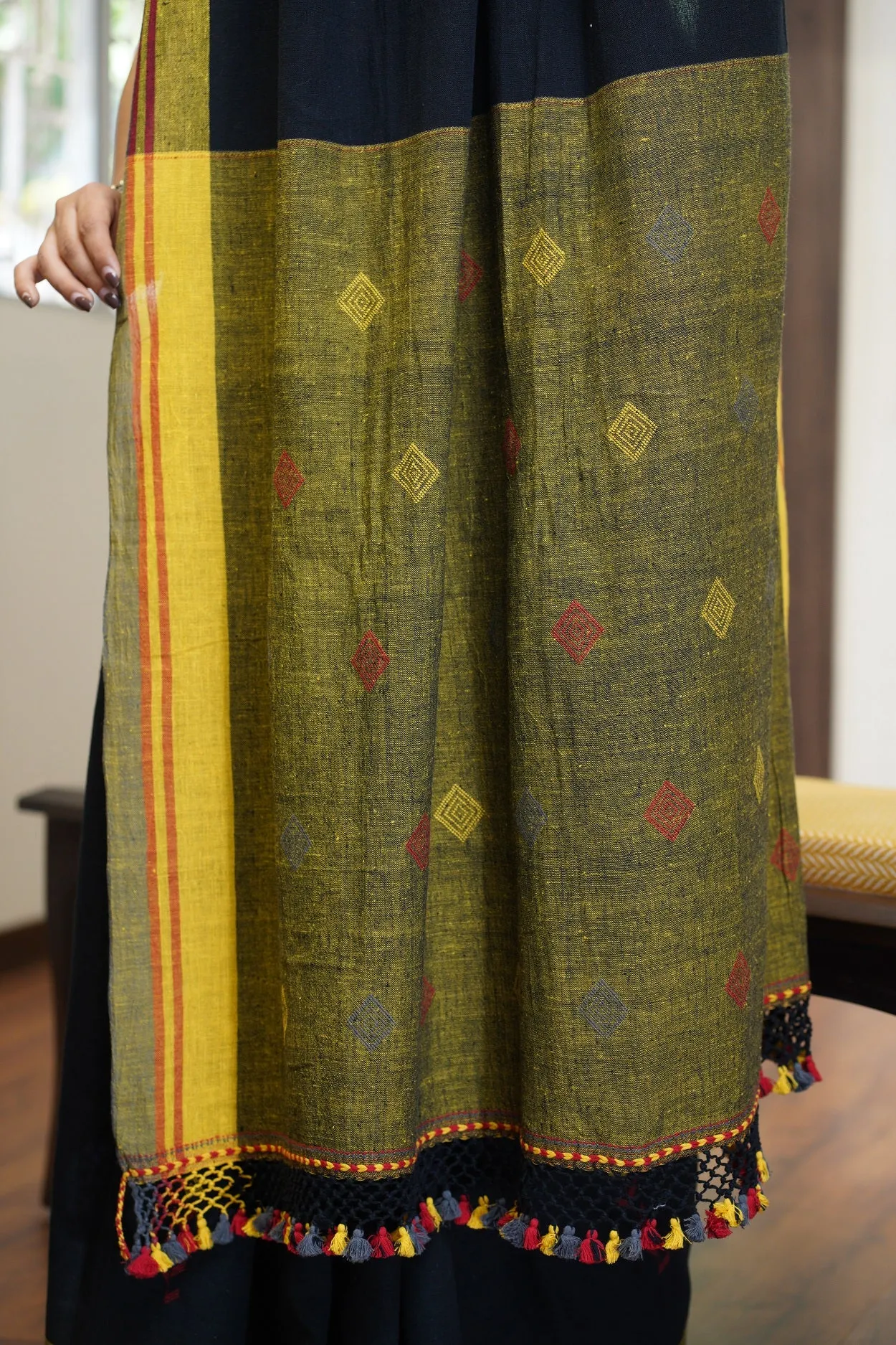 Bhujodi Handwoven Kala Cotton Saree