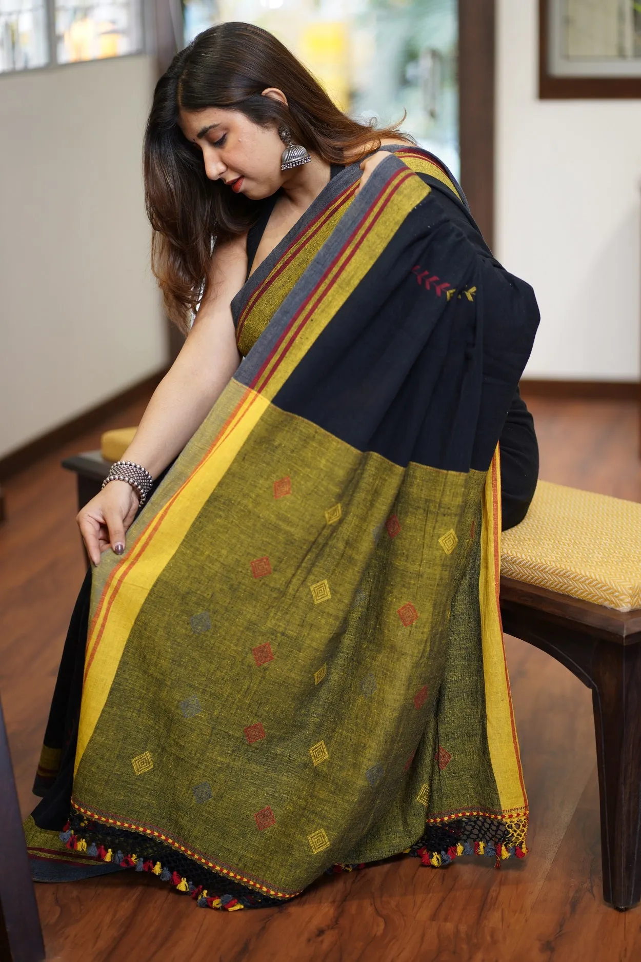 Bhujodi Handwoven Kala Cotton Saree