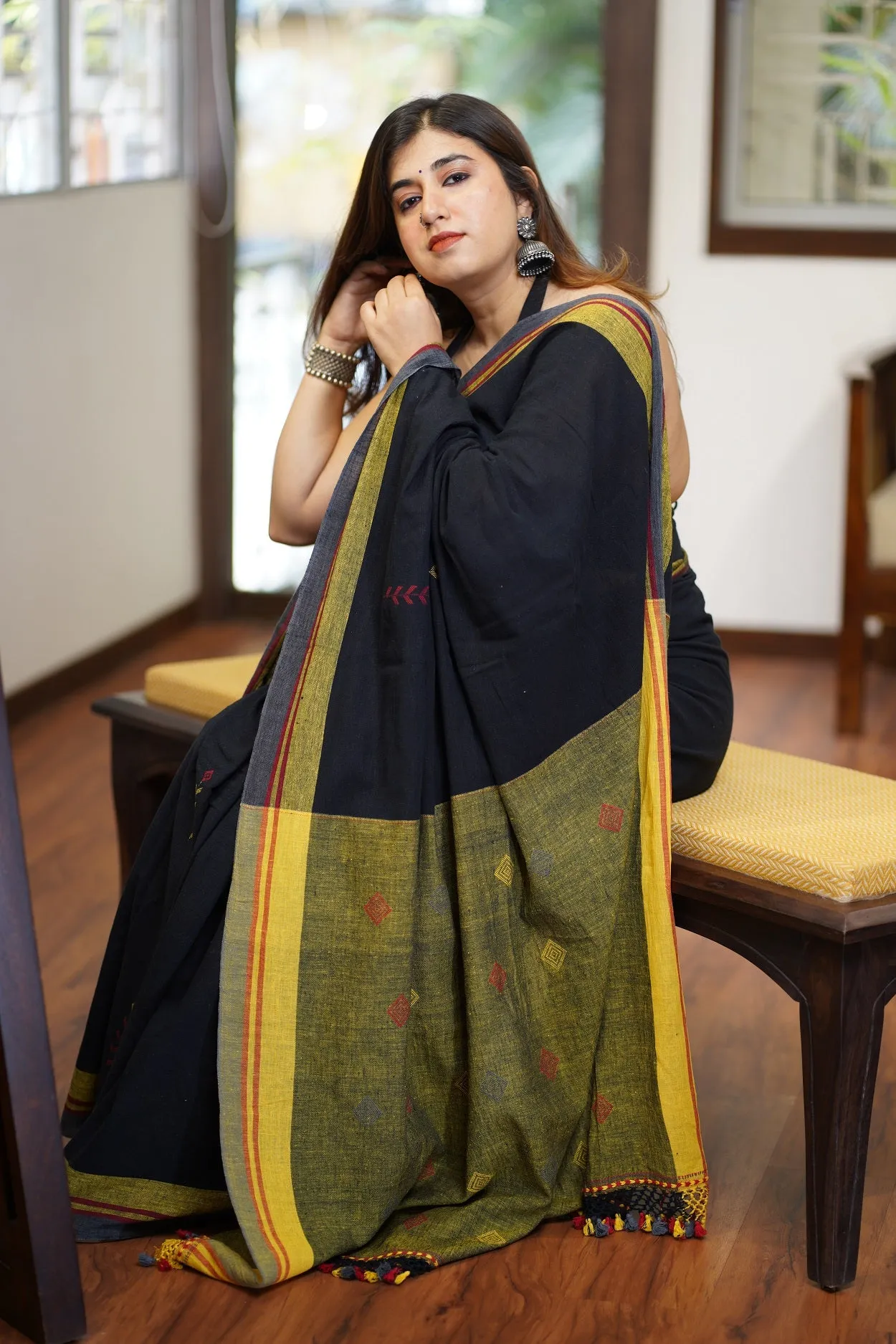 Bhujodi Handwoven Kala Cotton Saree