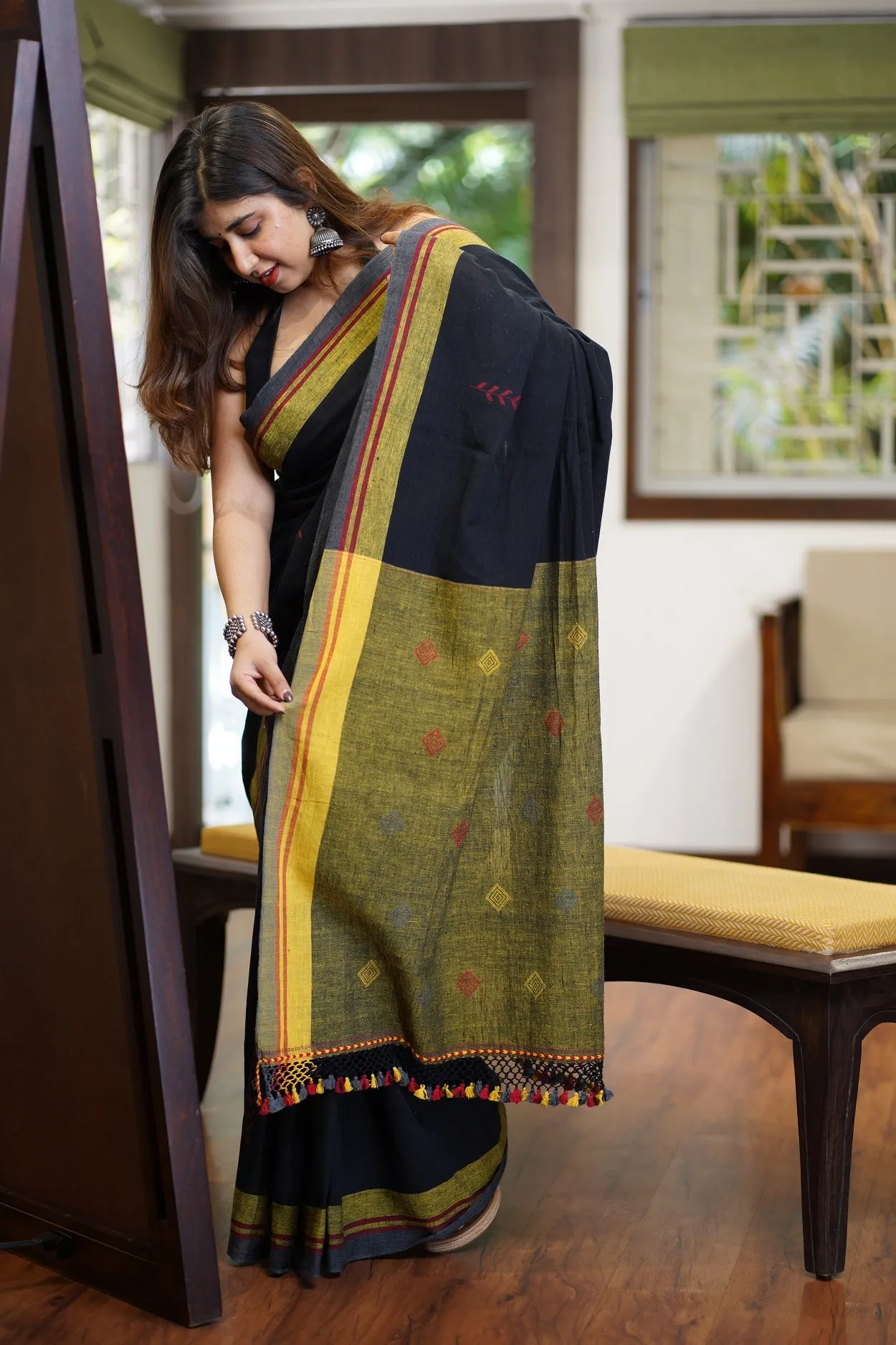 Bhujodi Handwoven Kala Cotton Saree