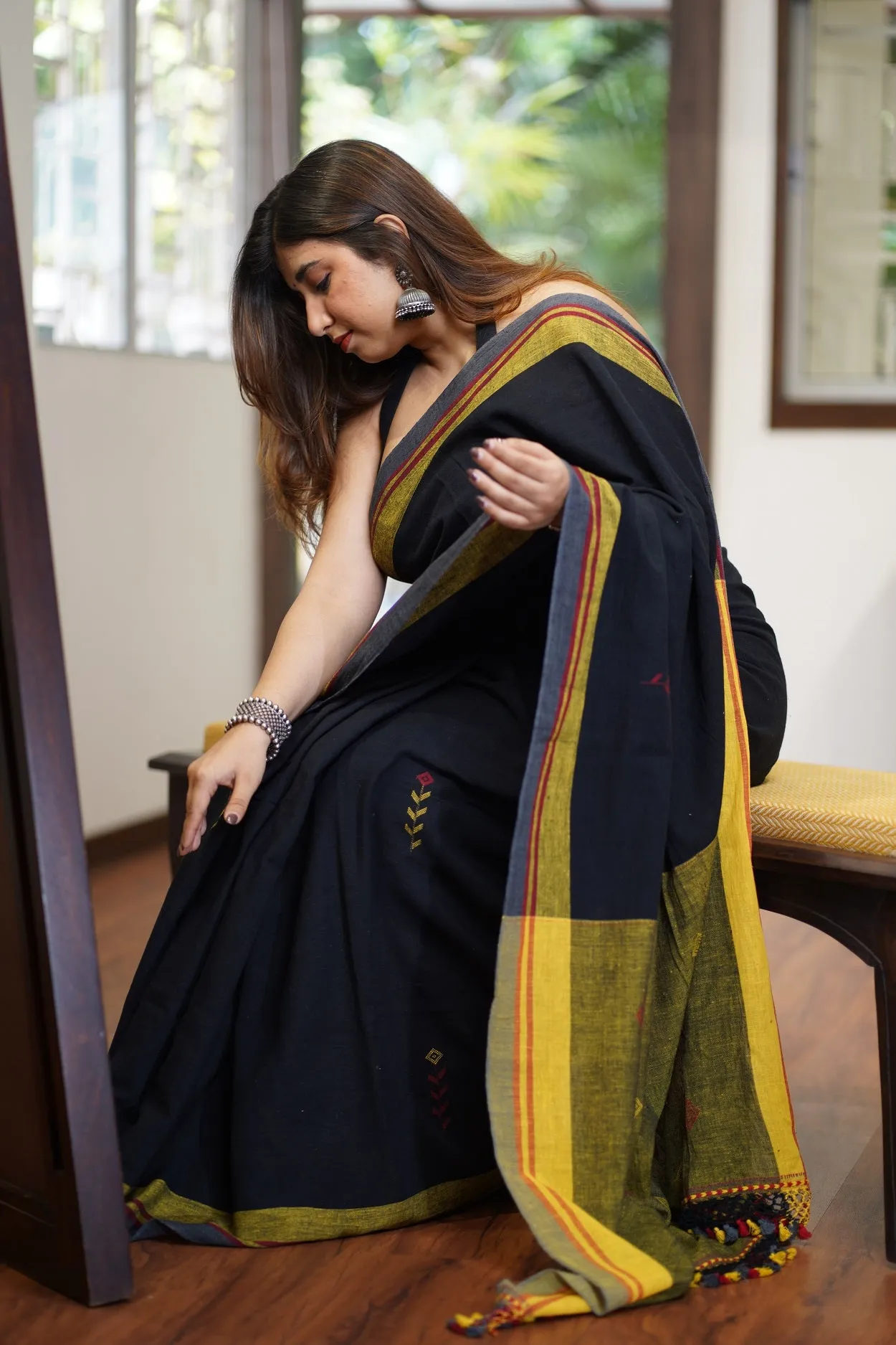 Bhujodi Handwoven Kala Cotton Saree