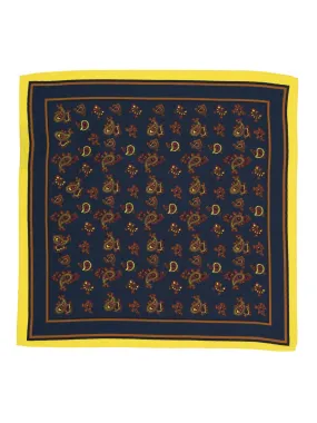 Blue & Yellow Paisley Silk Pocket Square