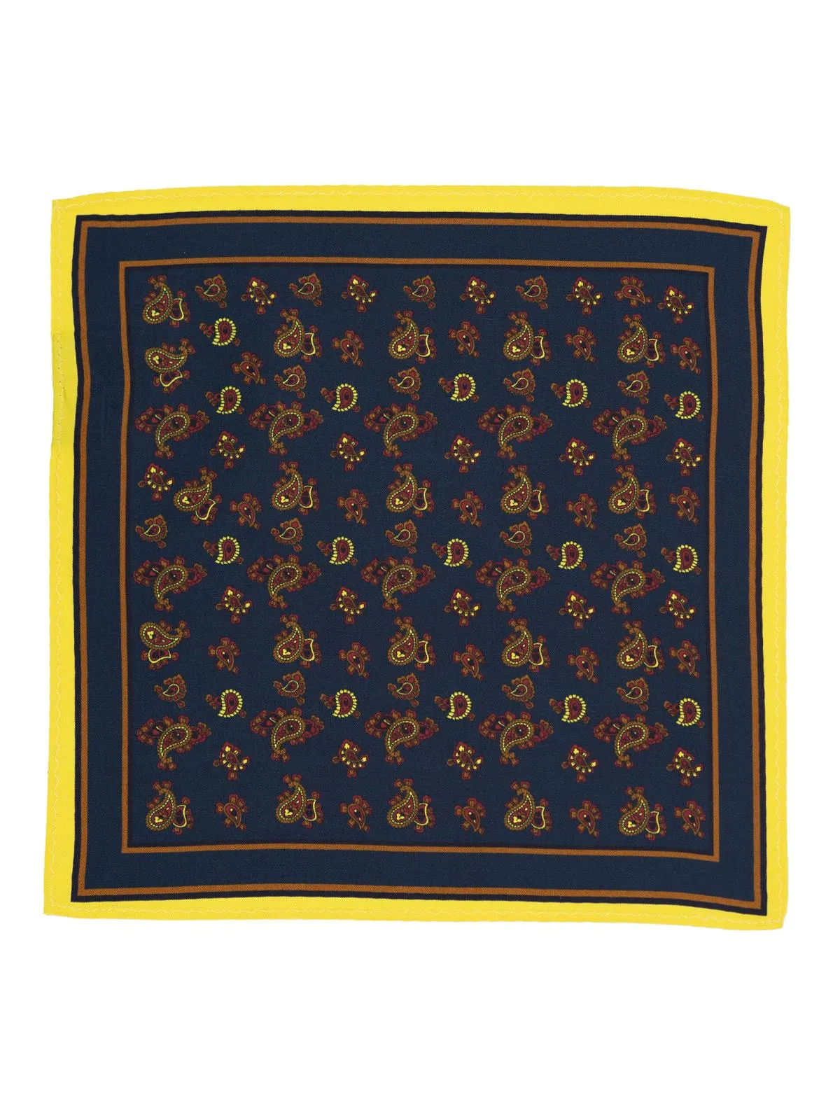 Blue & Yellow Paisley Silk Pocket Square