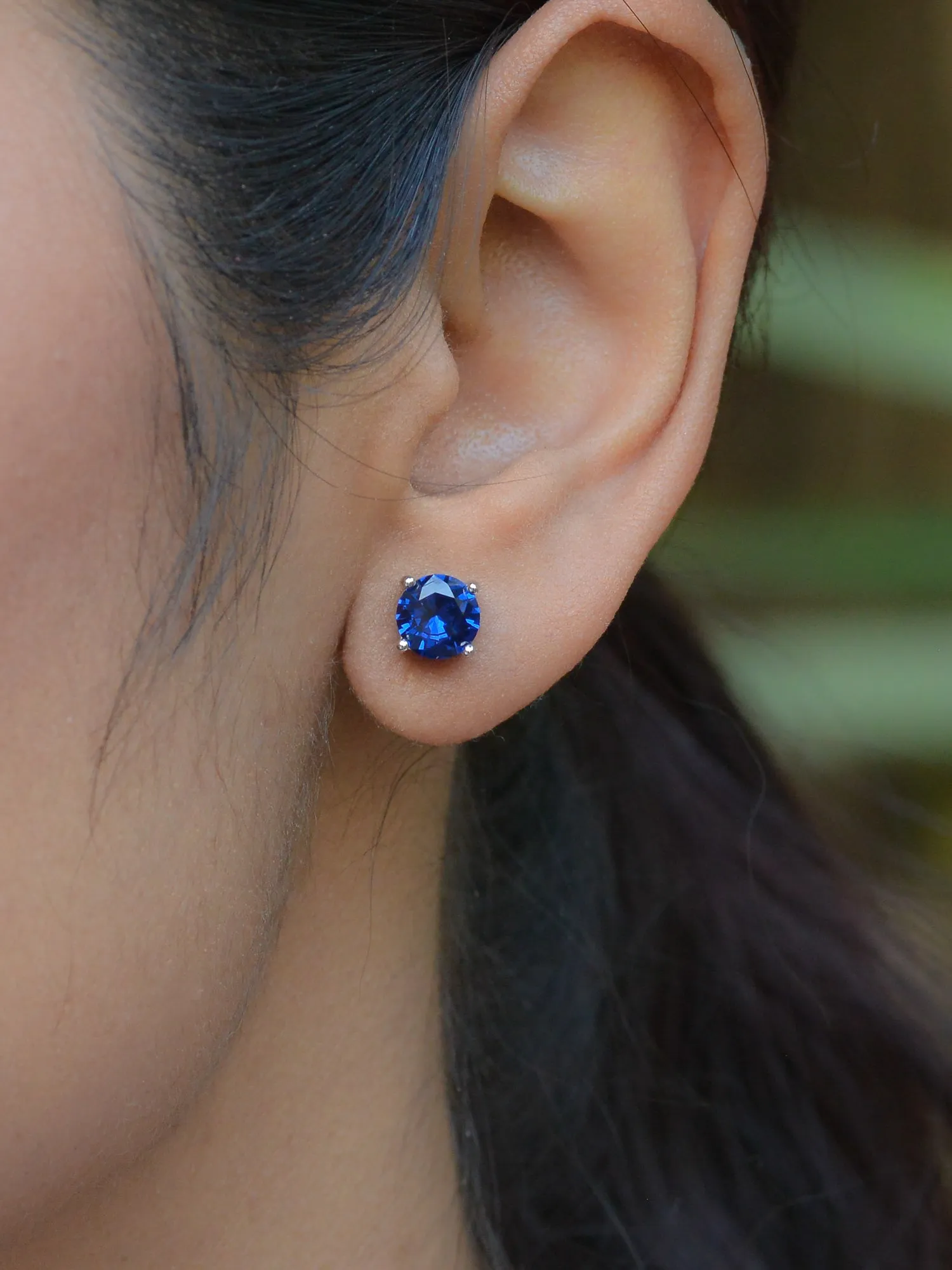 Blue Sapphire Daily Wear Solitaire Studs In Sterling Silver