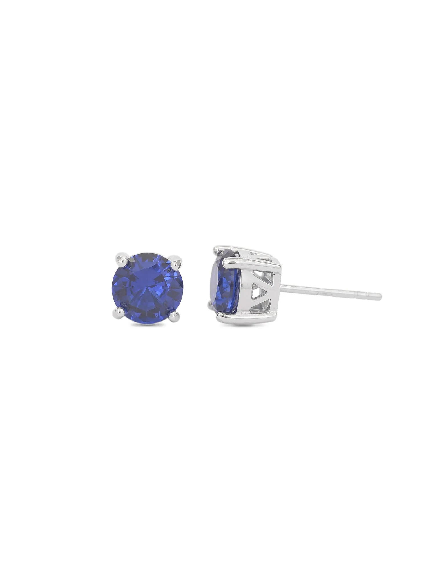 Blue Sapphire Daily Wear Solitaire Studs In Sterling Silver