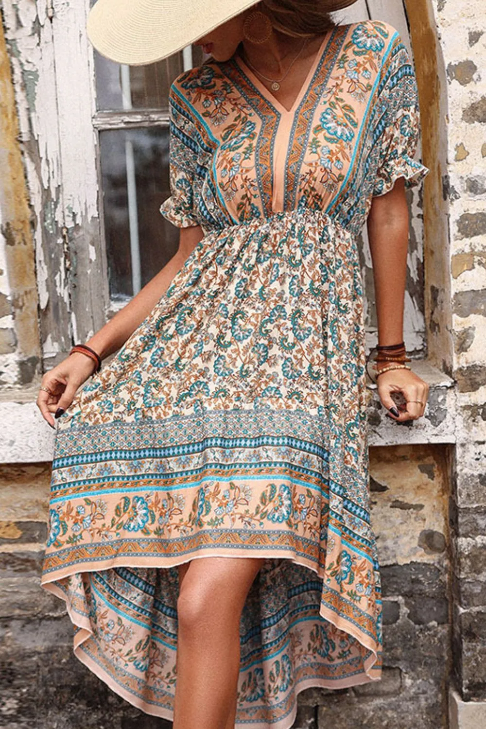 Boho Bohemian High-Low Open Back Dress