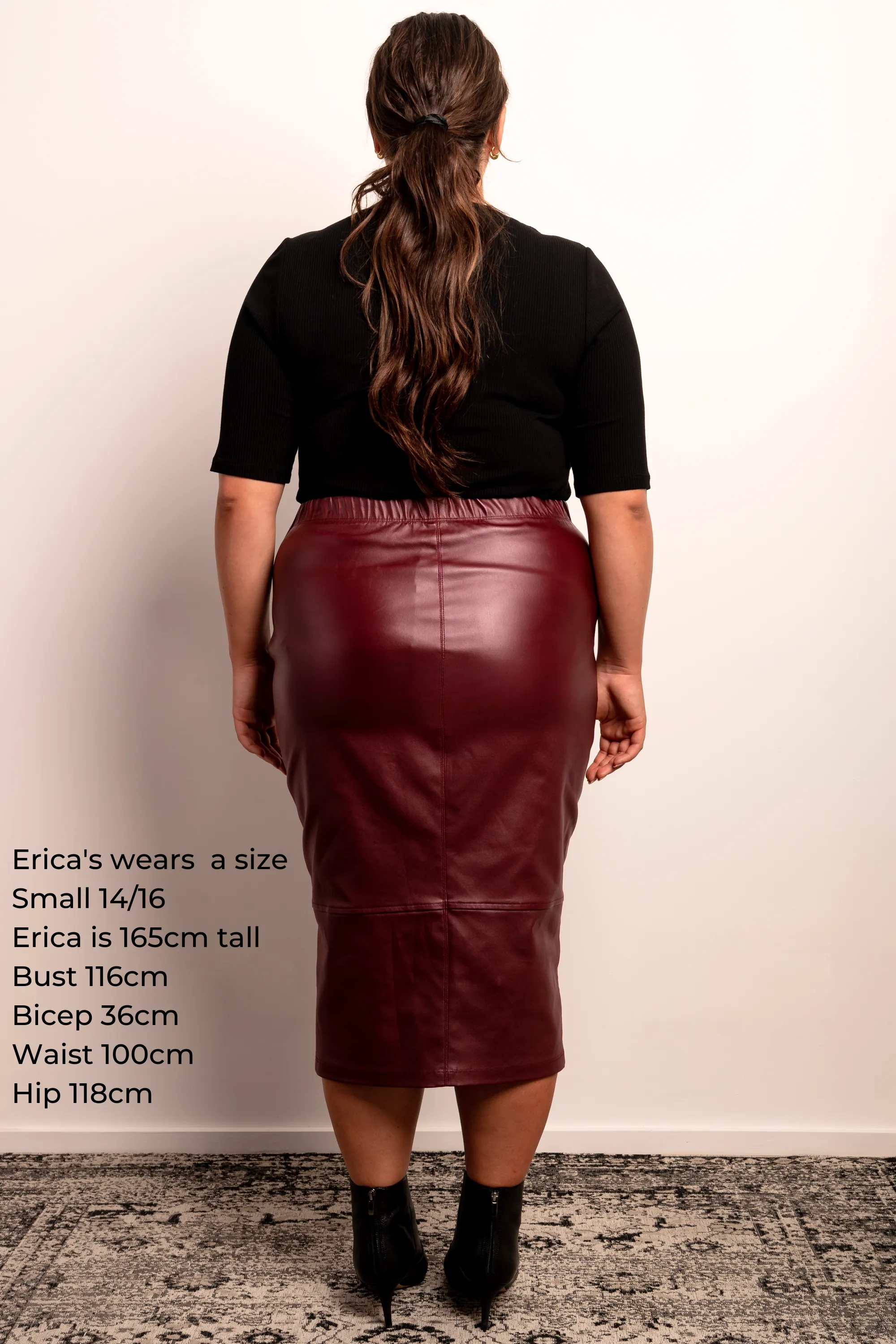 Born To Be Wild Leather Look Midi Skirt - Bordeaux - LAST ONES - XS (12/14) & S (14/16)