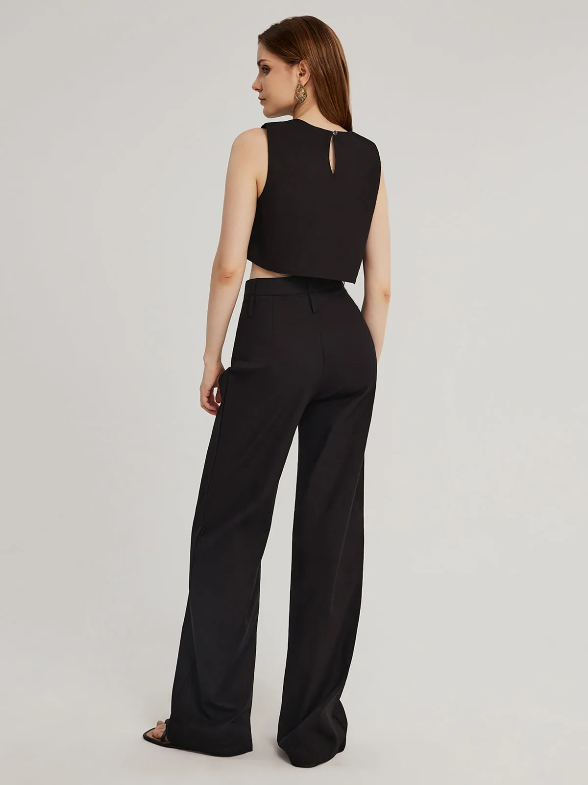 Breezy Cotton Cropped Tank Top  High Waist Pants Set