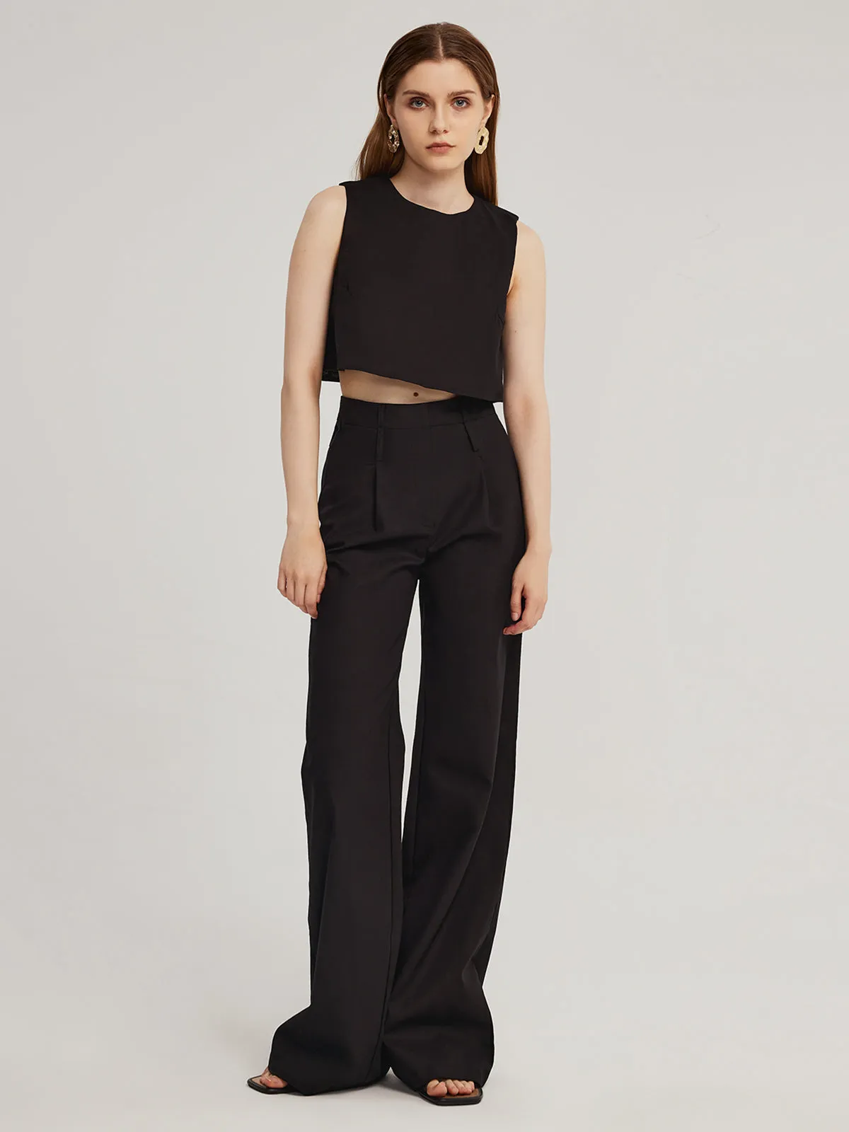 Breezy Cotton Cropped Tank Top  High Waist Pants Set