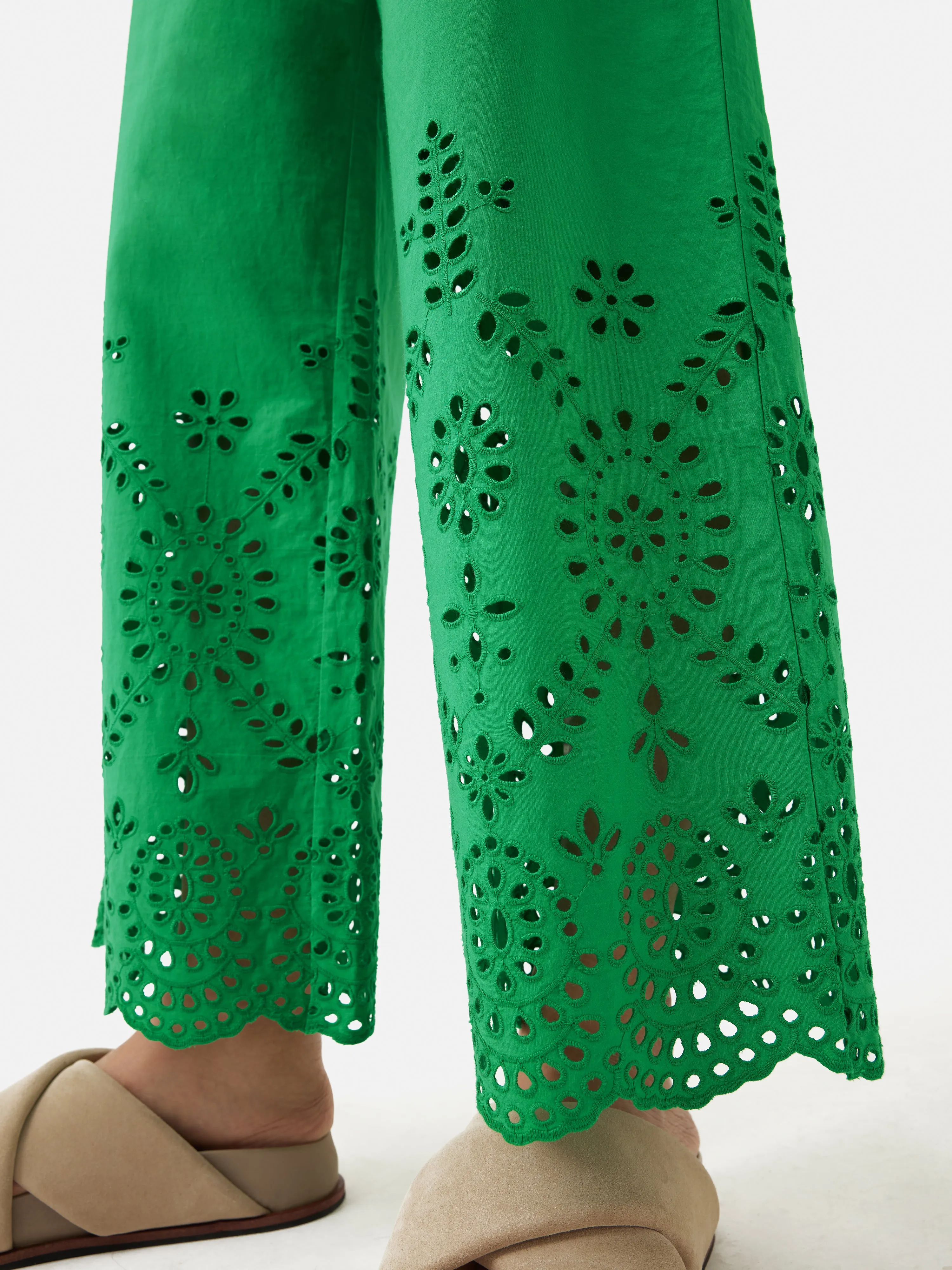 Broderie Beach Trouser | Green