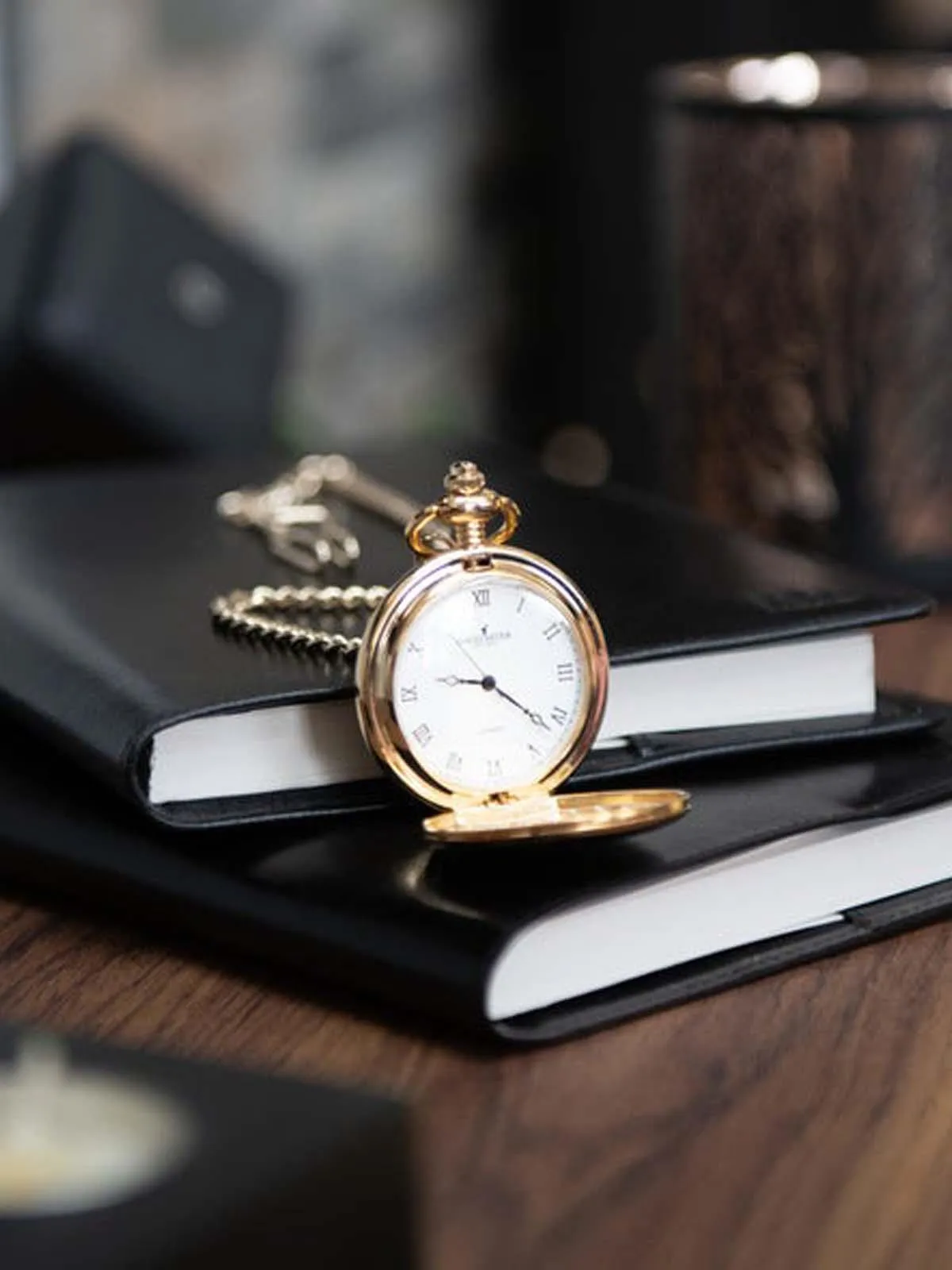 Brushed Gold Quartz Pocket Fob Watch