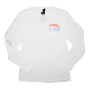 Buffalo Skyline Pastel Rainbow Flag Long Sleeve Shirt