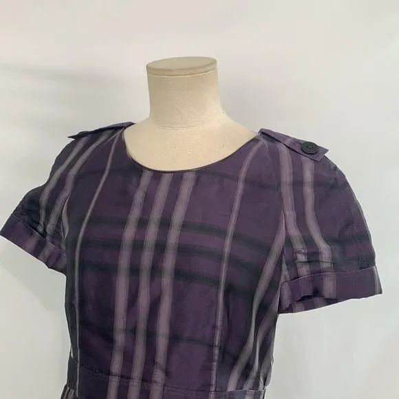 Burberry NWOTpurple silk plaid dress