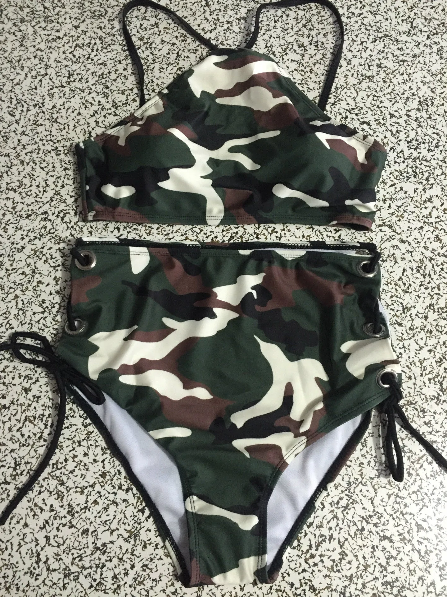 Camouflage Lace Up Bikini Set