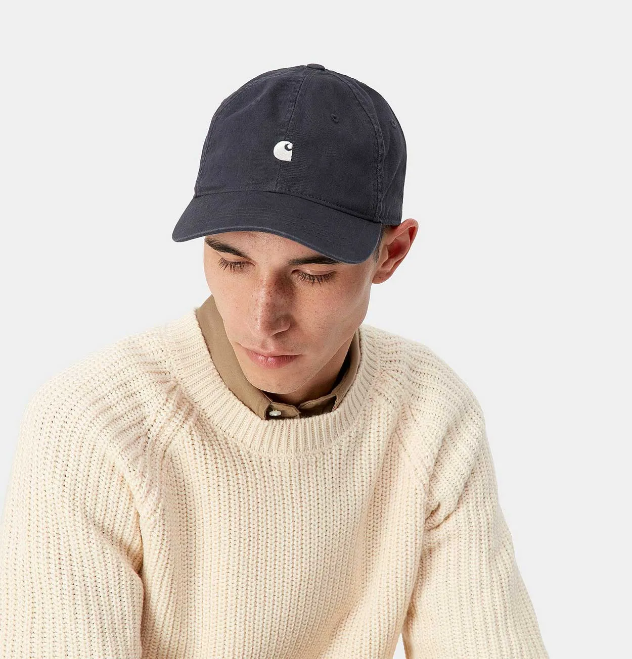 Carhartt WIP Madison Logo Cap in Navy and Wax