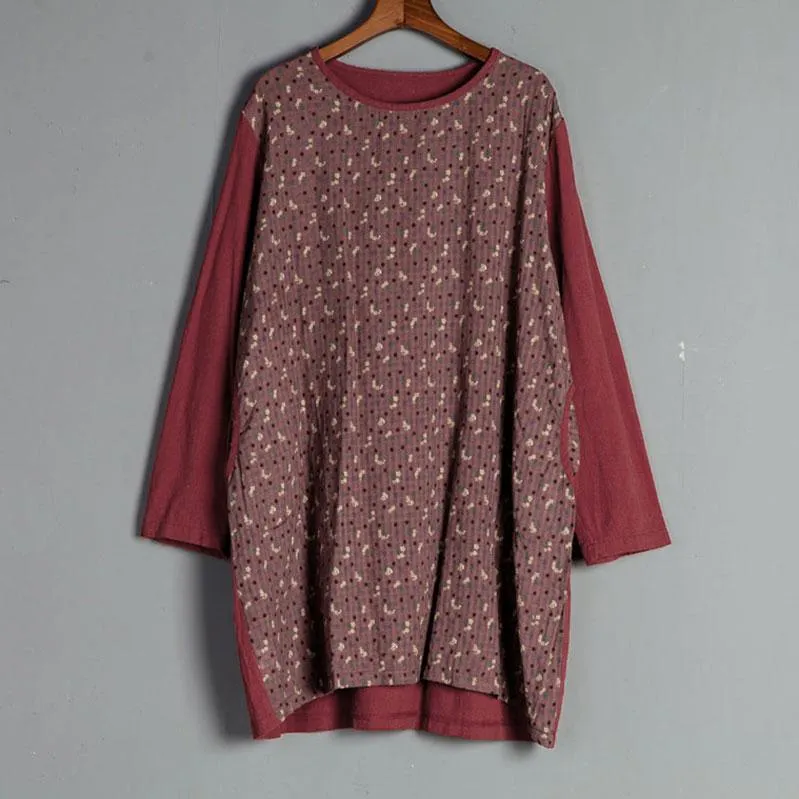 Casual Long Sleeve Red Floral Autumn  Dress