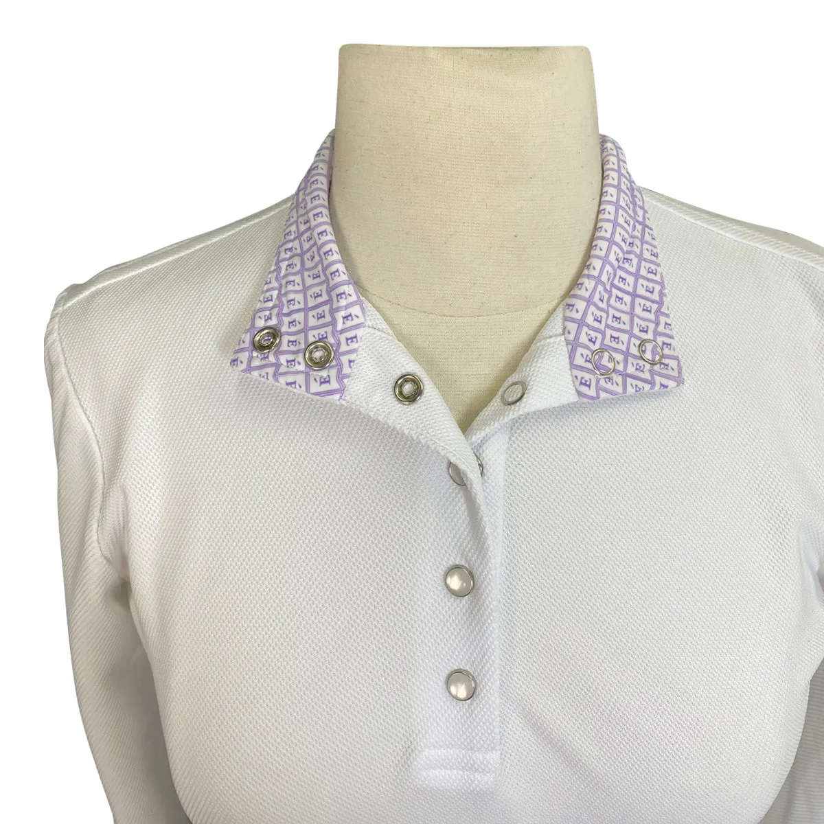 ce Equestrian Long Sleeve Show Shirt in White/Lavender - Women's XS