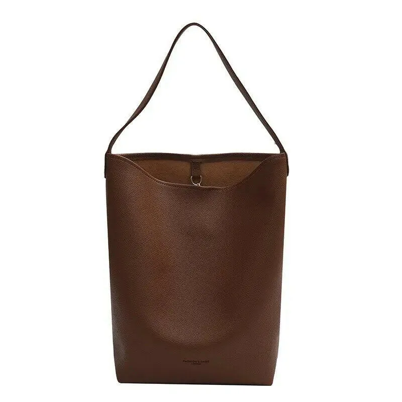 Chic PU Leather Bucket Tote Bag: Women's Daily Fashion