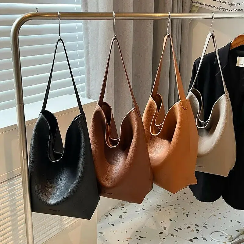 Chic PU Leather Bucket Tote Bag: Women's Daily Fashion