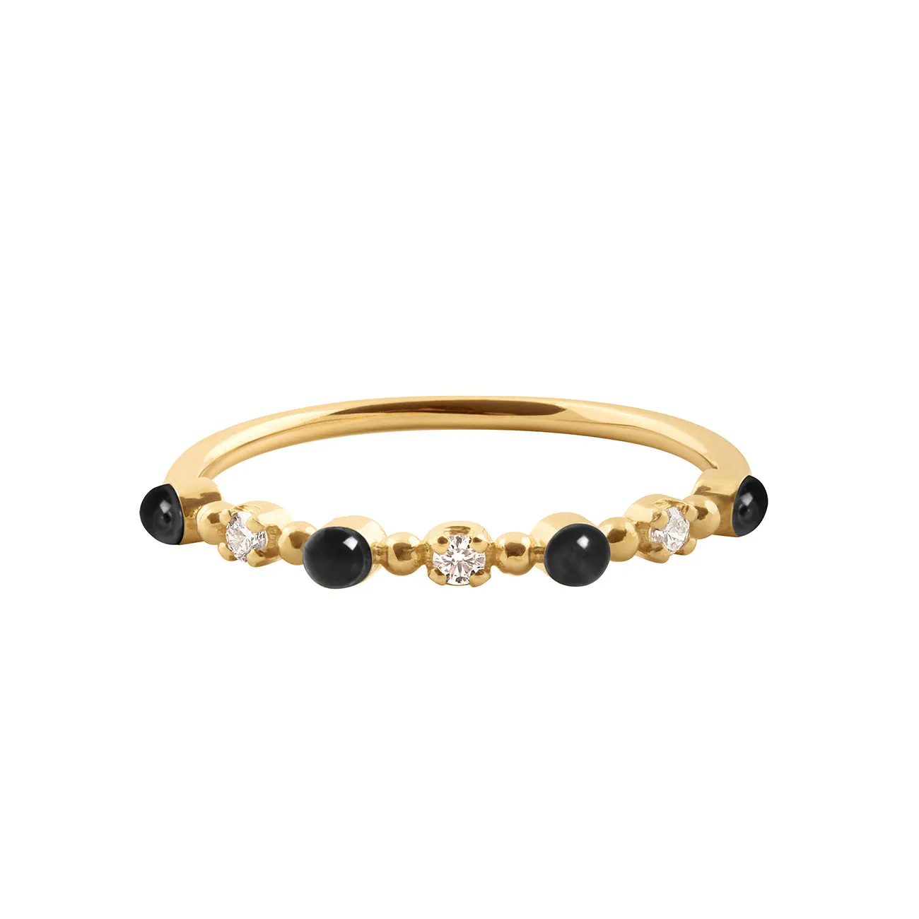 Classic Gigi 3 Diamond Black Ring, Yellow Gold, Size 6.75