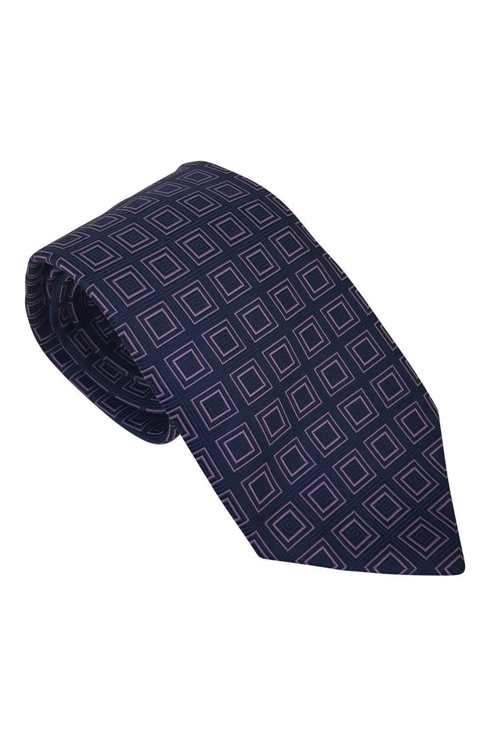 COMPAGNIA DELLA SETA Purple Square Repeat 100% Silk Tie (60.5 L)