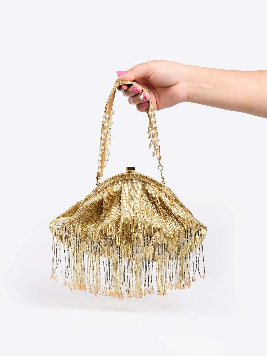 Cream Sequin Embroidered Potli Bag